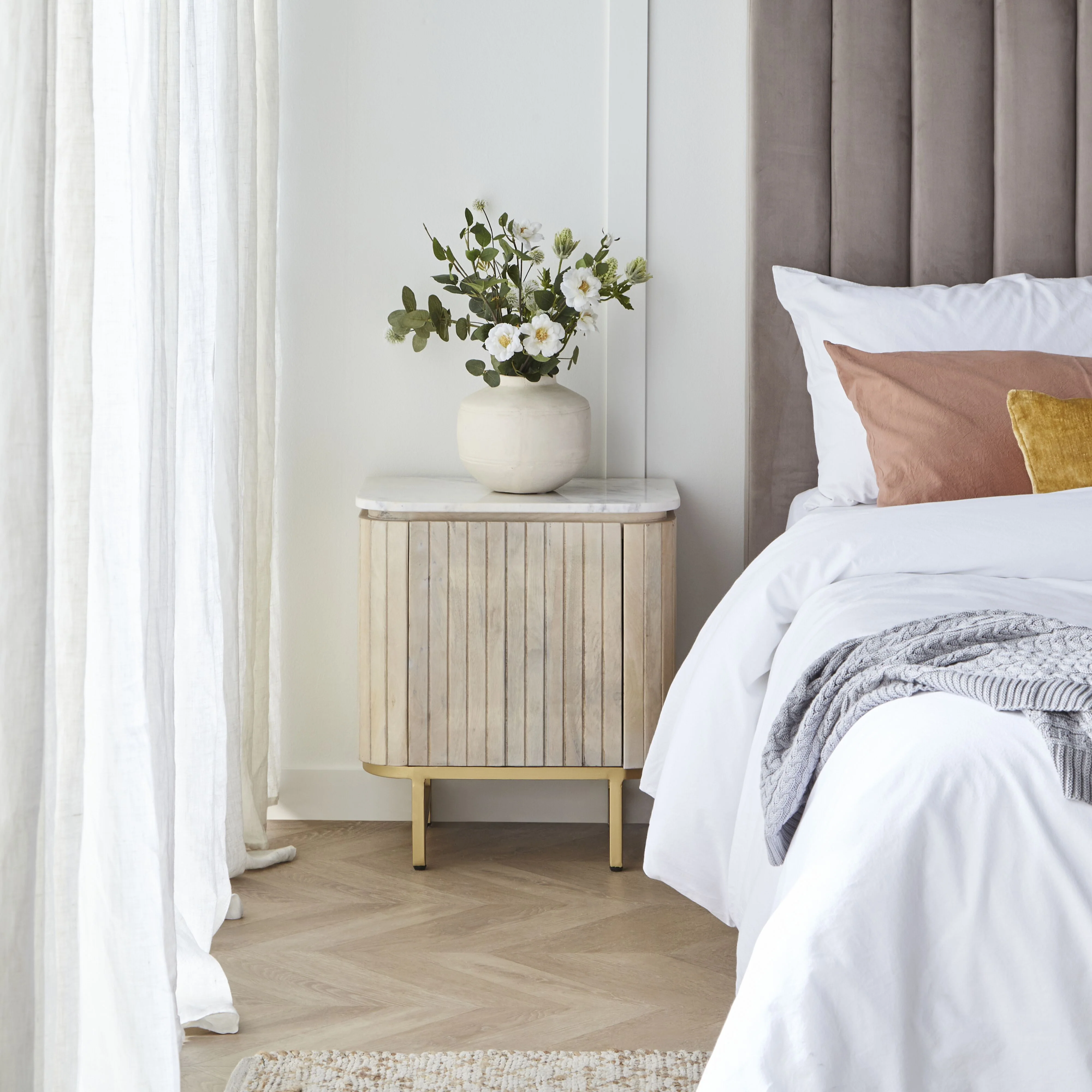 Deva Bedside with Marble Top Natural - Image 8
