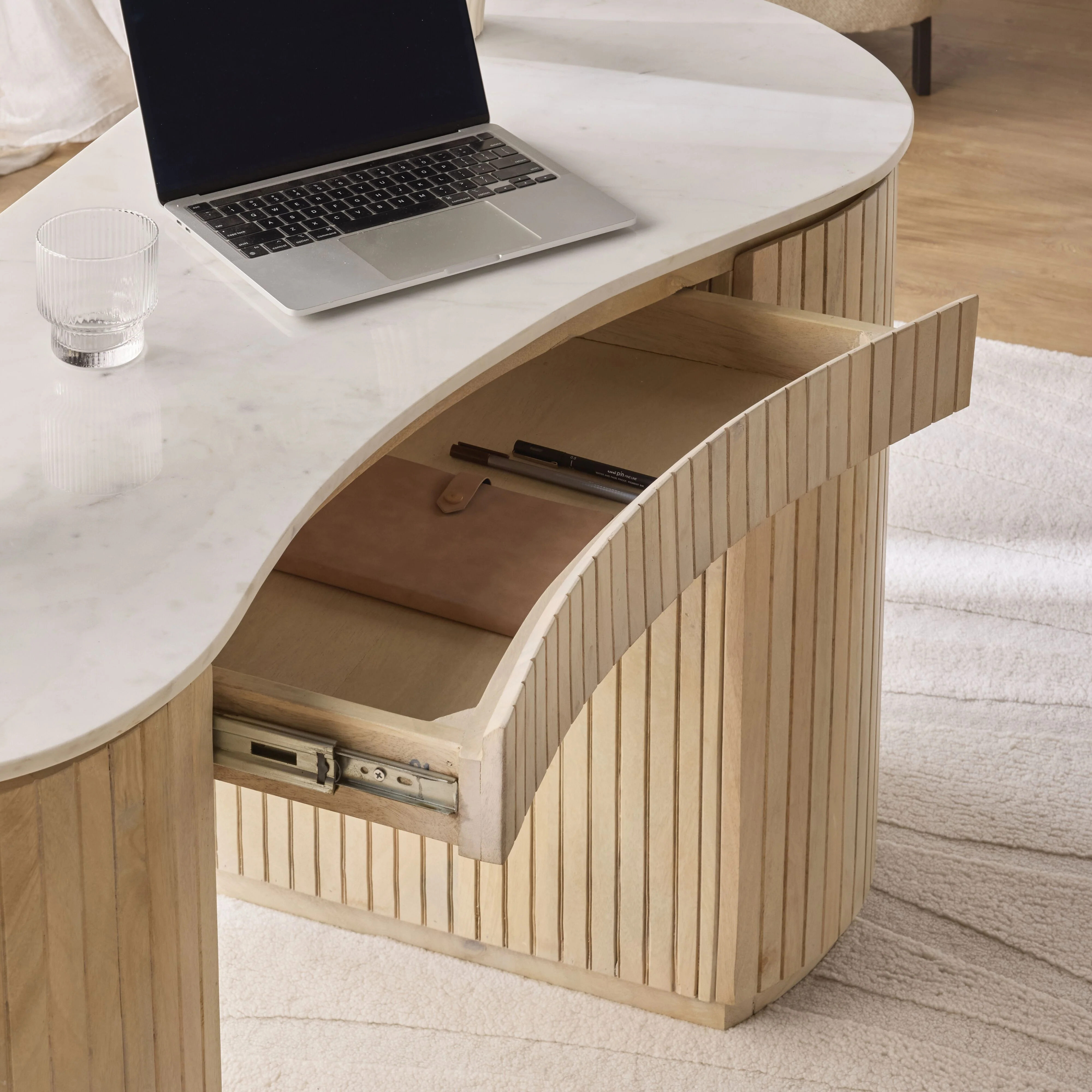 Deva Double Pedestal Desk Natural - Image 11