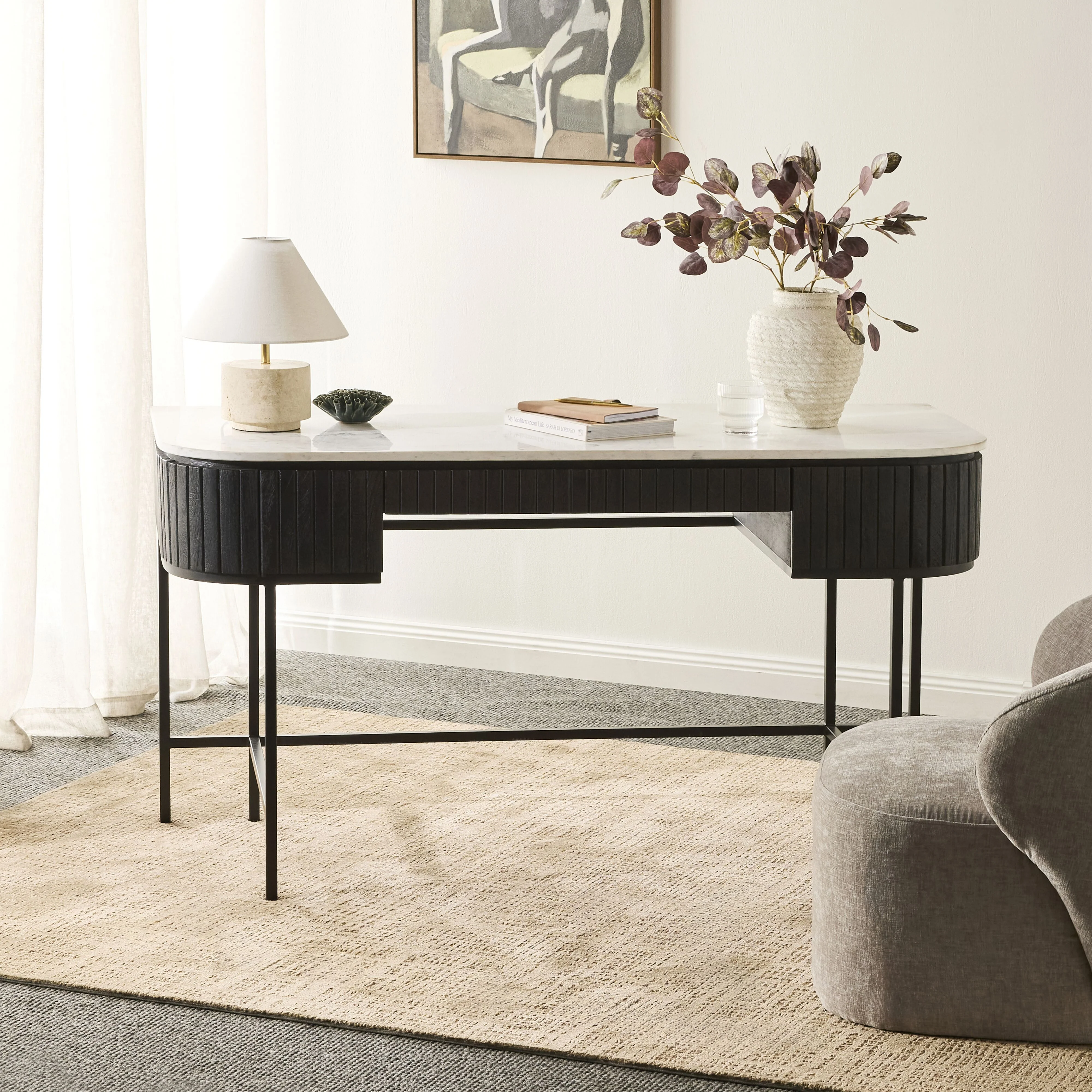 Deva Large 3 drawer Desk Black - Image 10