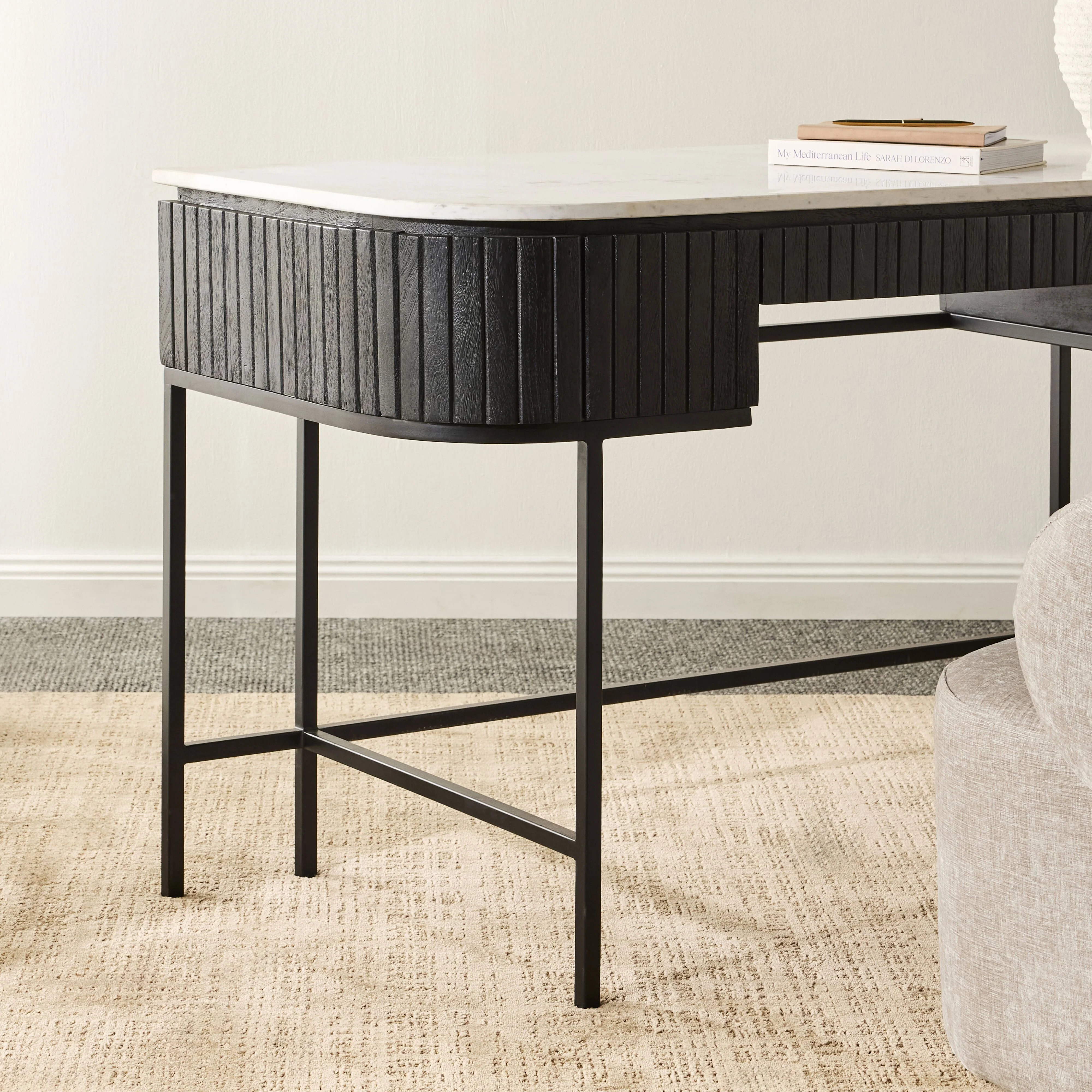 Deva Large 3 drawer Desk Black - Image 11