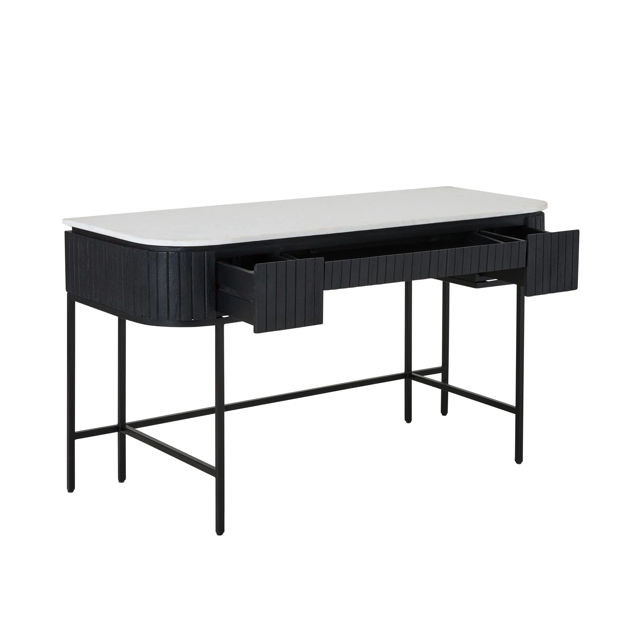 Deva Large 3 drawer Desk Black - Image 3