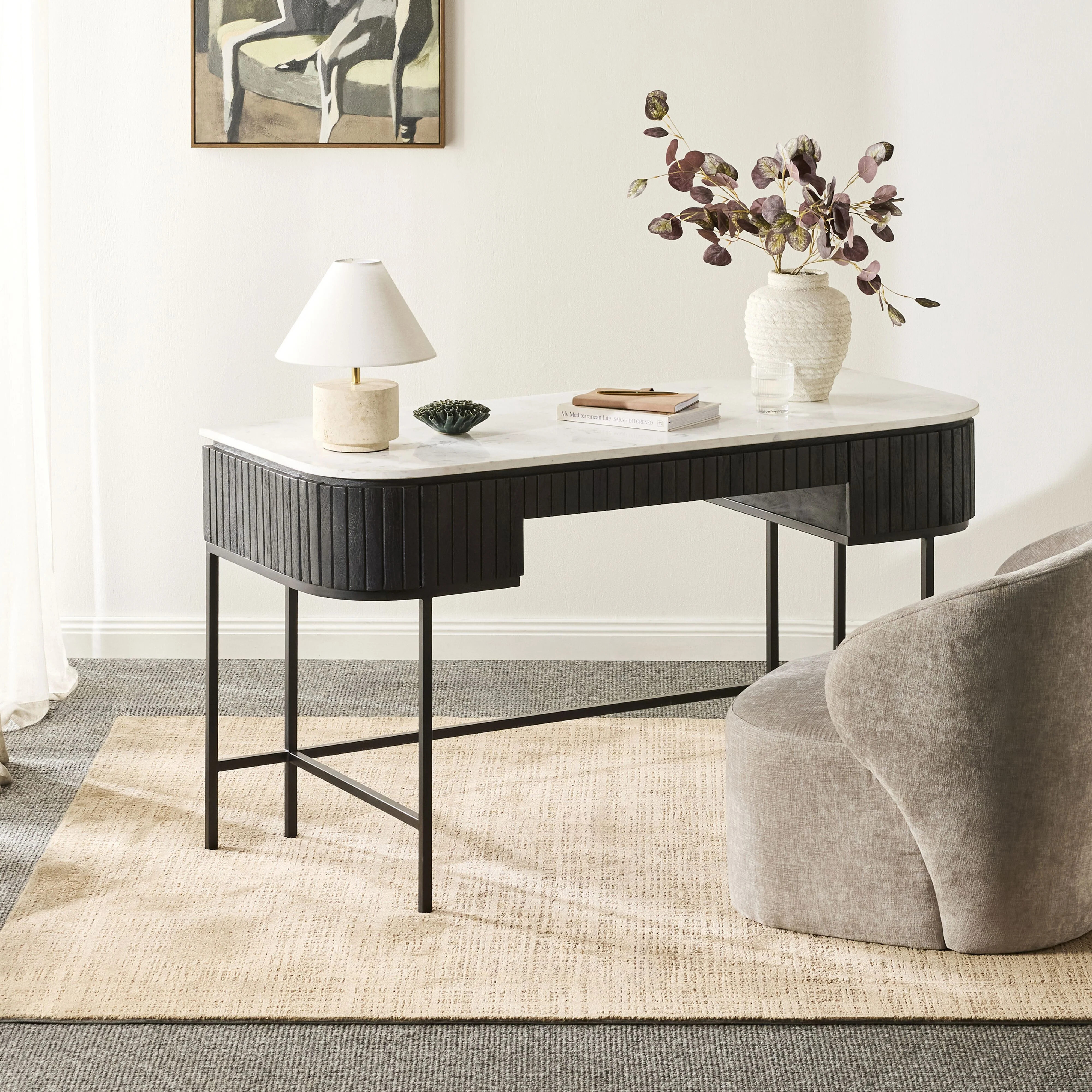 Deva Large 3 drawer Desk Black - Image 9