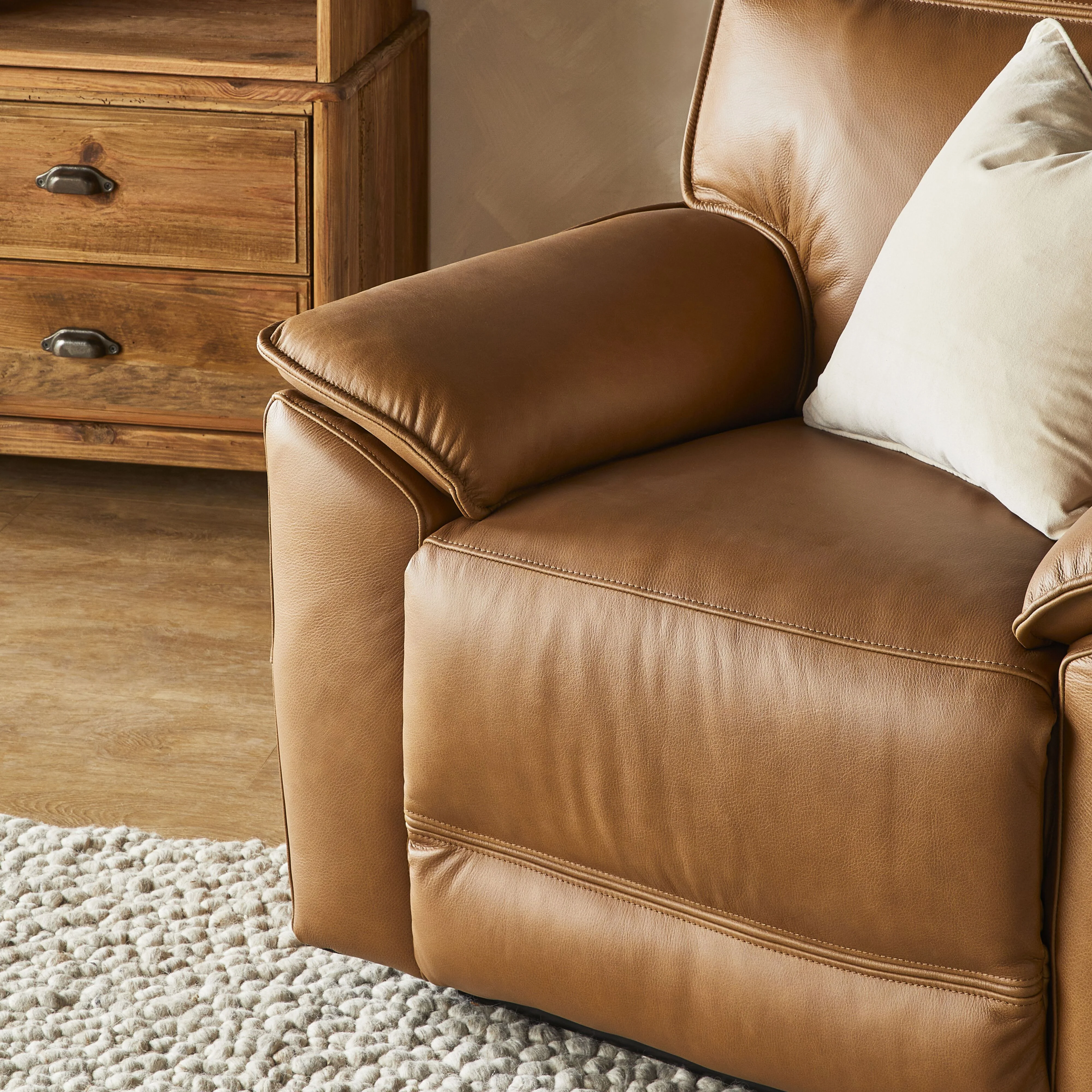 Dillon 1 Seater Leather Recliner Dakota Light Chestnut - Image 13