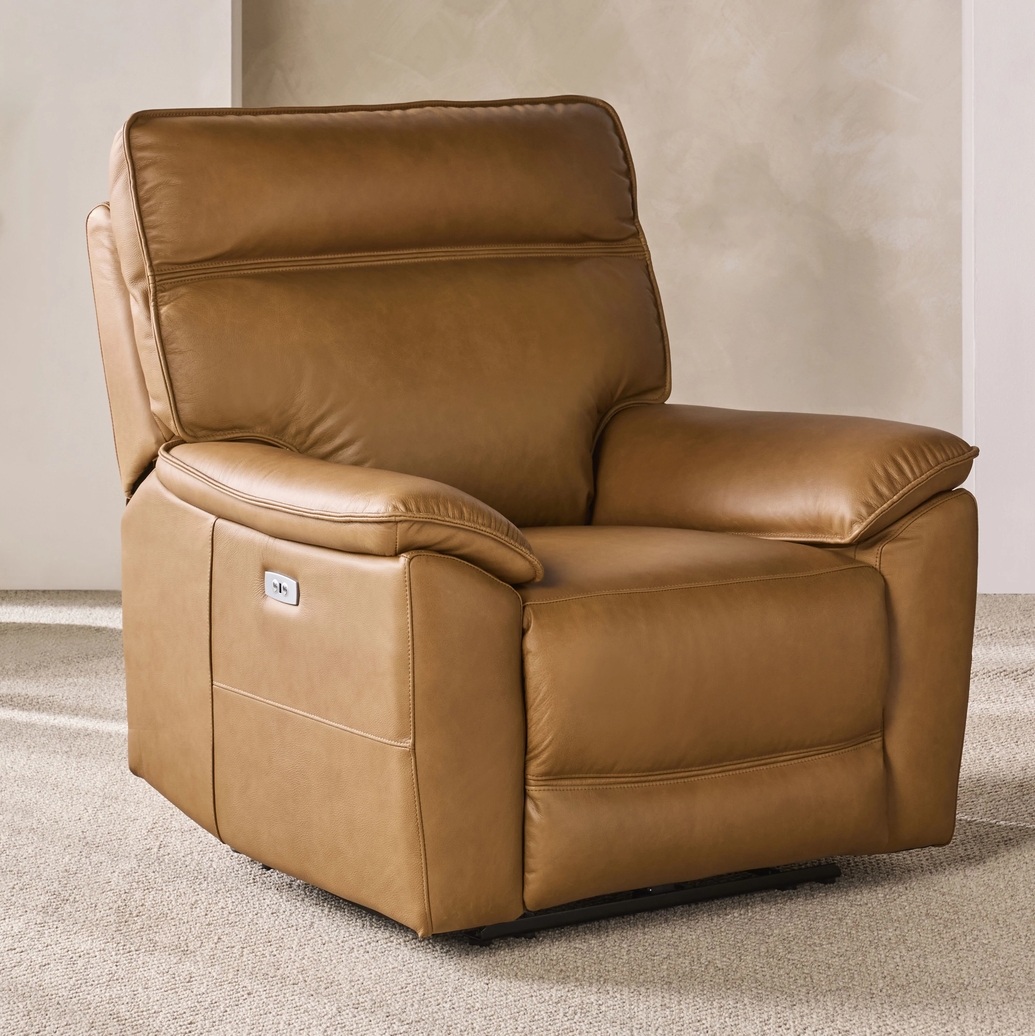Dillon 1 Seater Leather Recliner Dakota Light Chestnut - Image 6