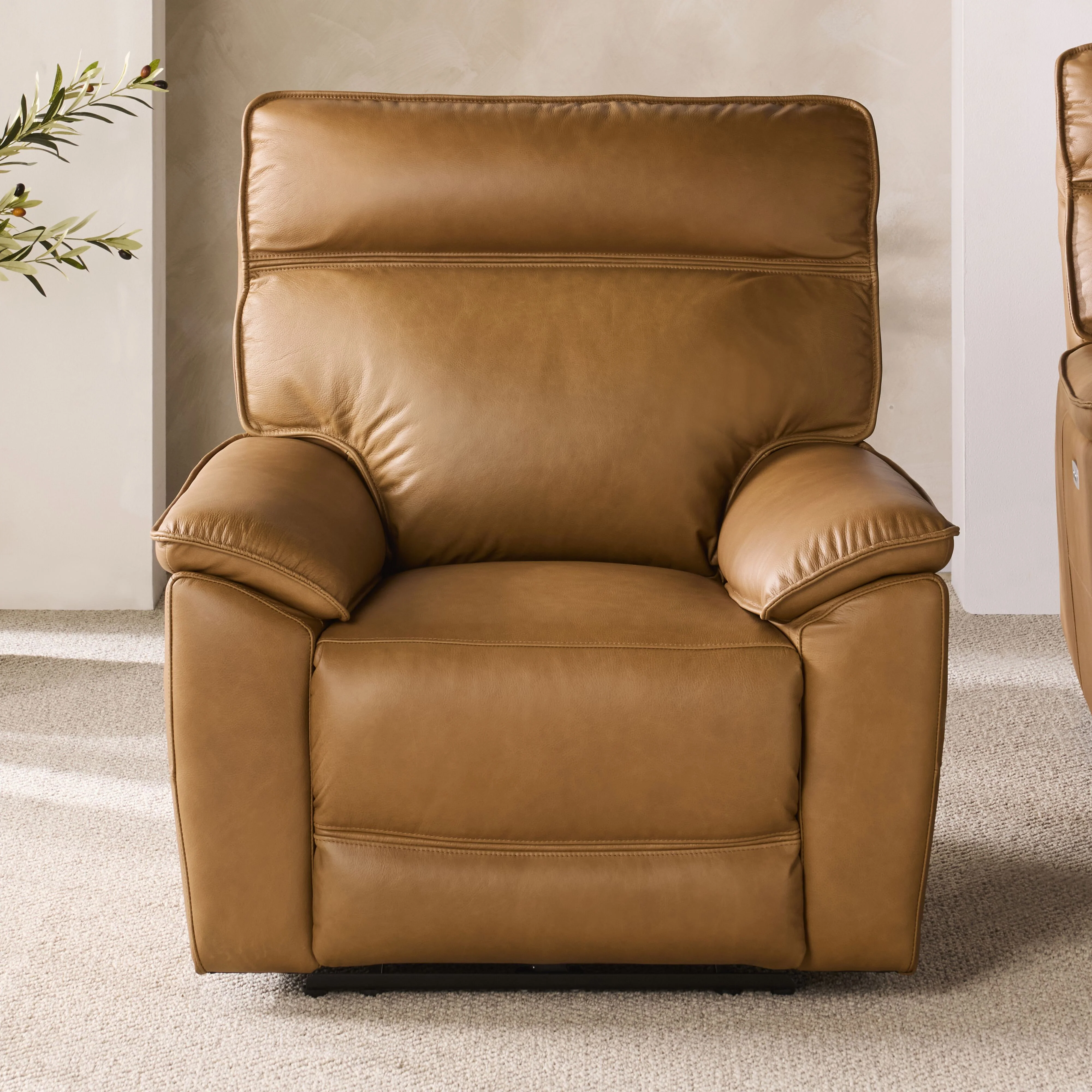 Dillon 1 Seater Leather Recliner Dakota Light Chestnut - Image 7