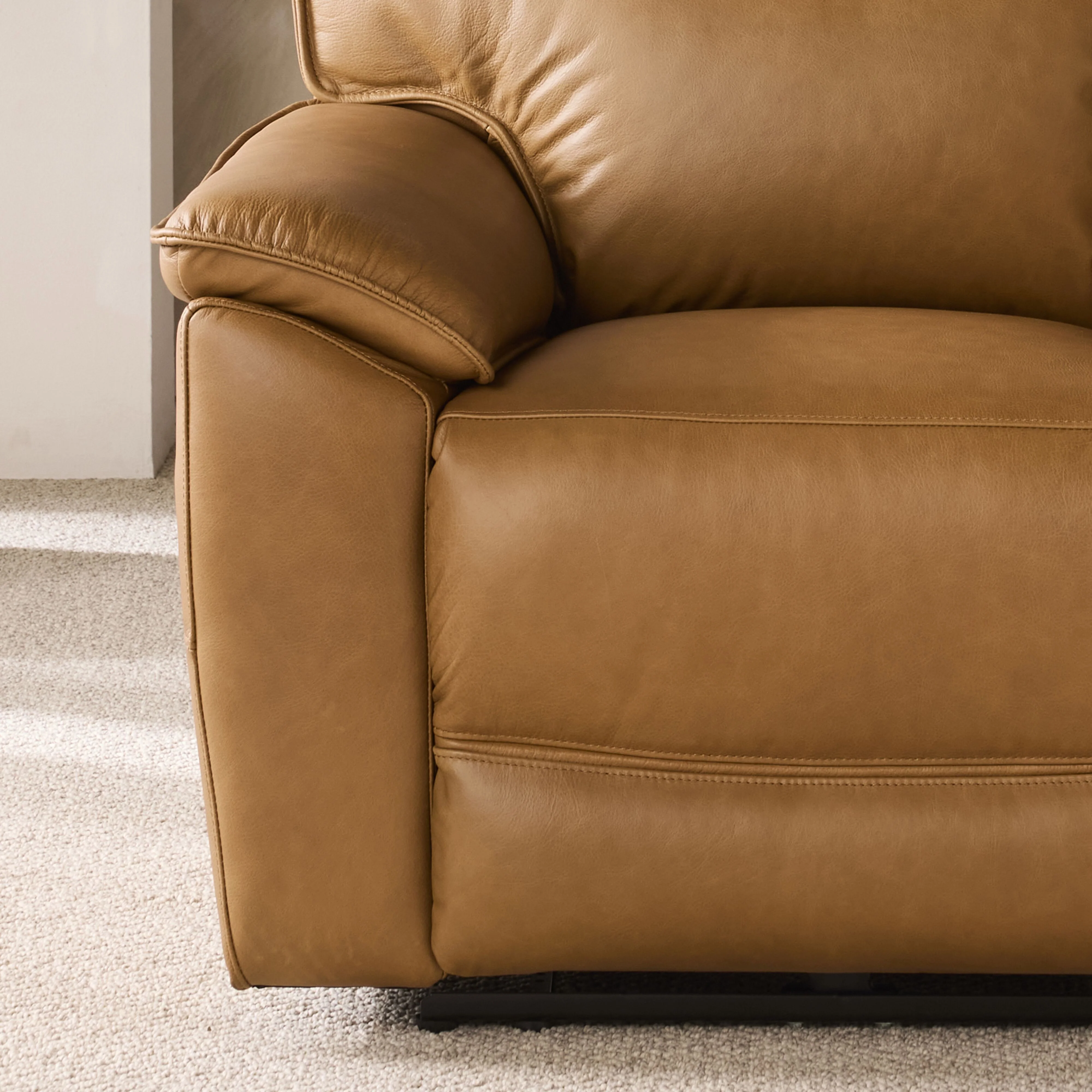 Dillon 1 Seater Leather Recliner Dakota Light Chestnut - Image 9