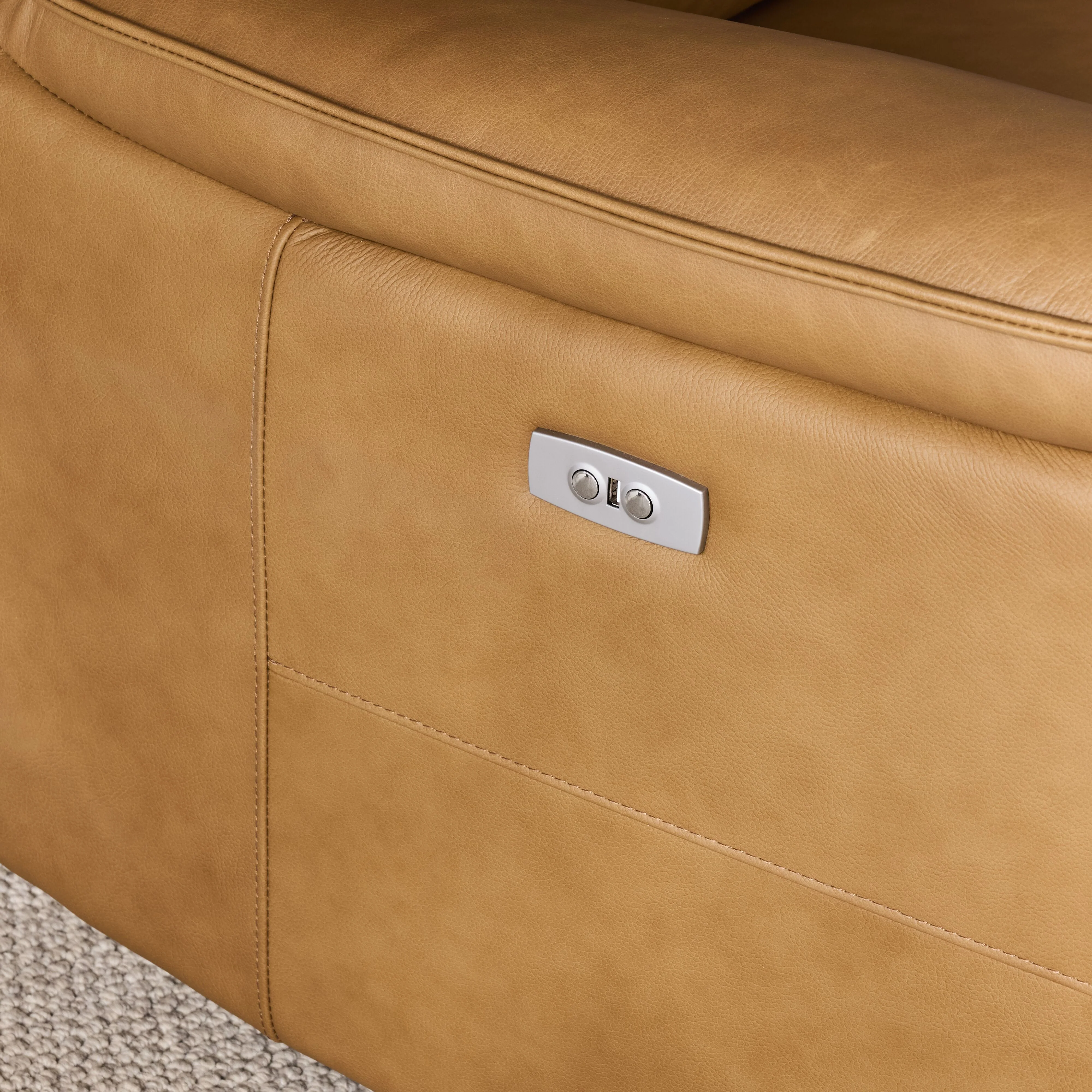 Dillon 3 Seater Leather Recliner Dakota Light Chestnut - Image 12