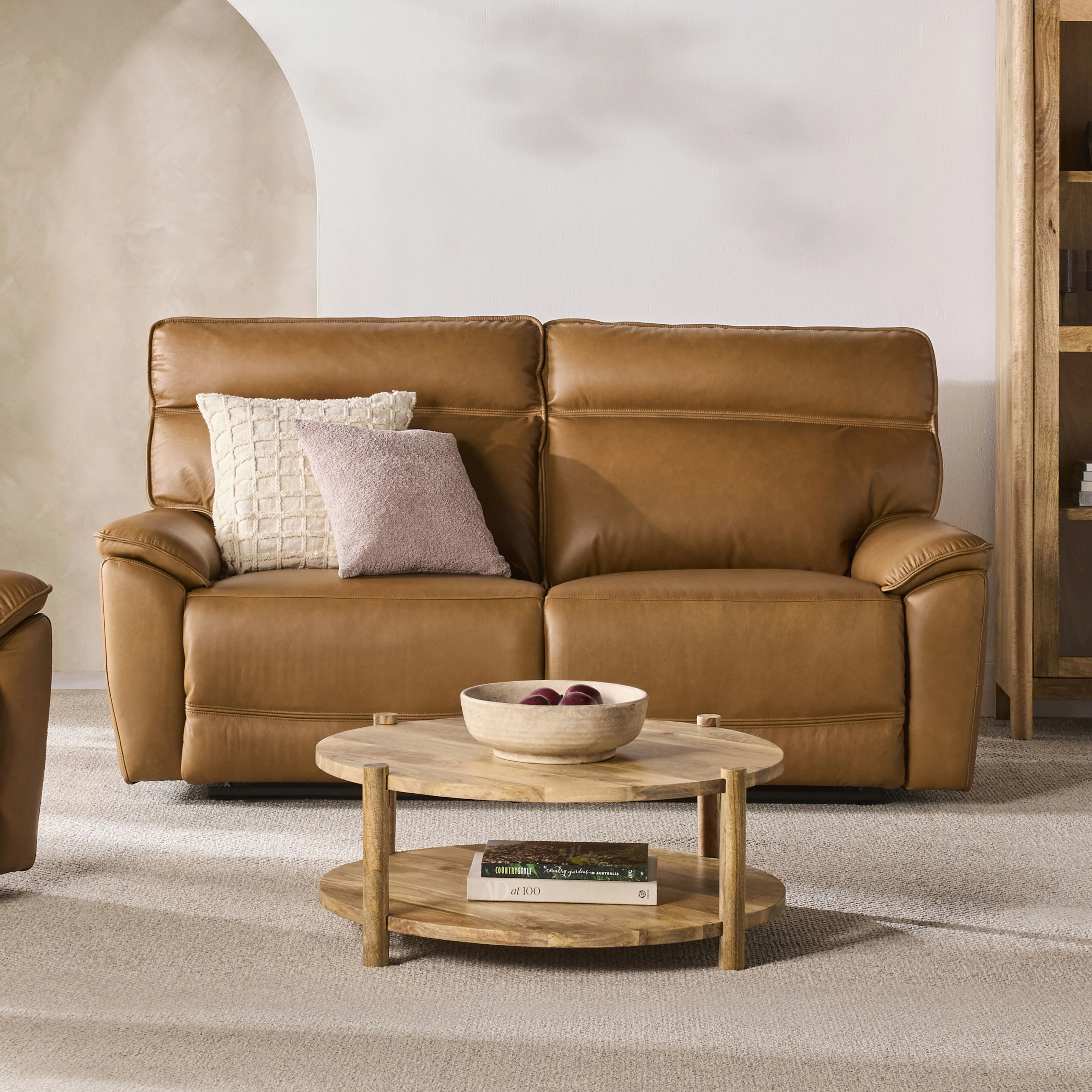Dillon 3 Seater Leather Recliner Dakota Light Chestnut - Image 6