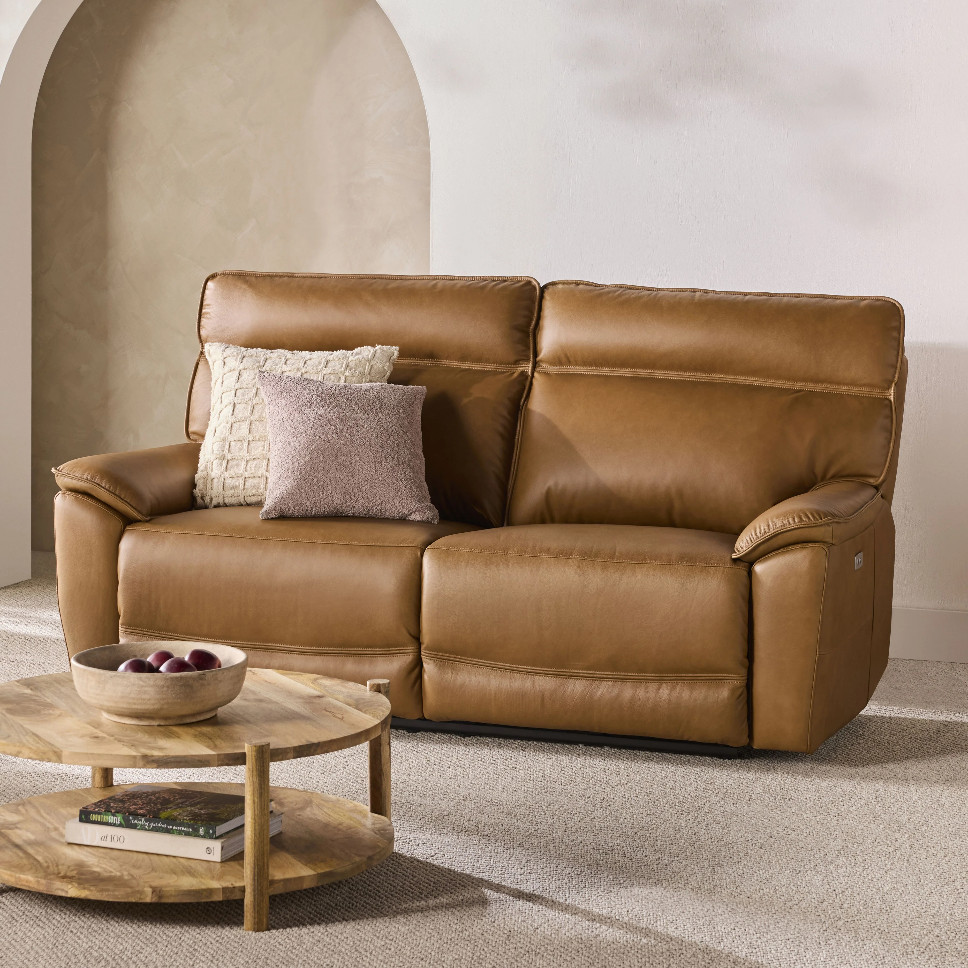 Dillon 3 Seater Leather Recliner Dakota Light Chestnut - Image 7