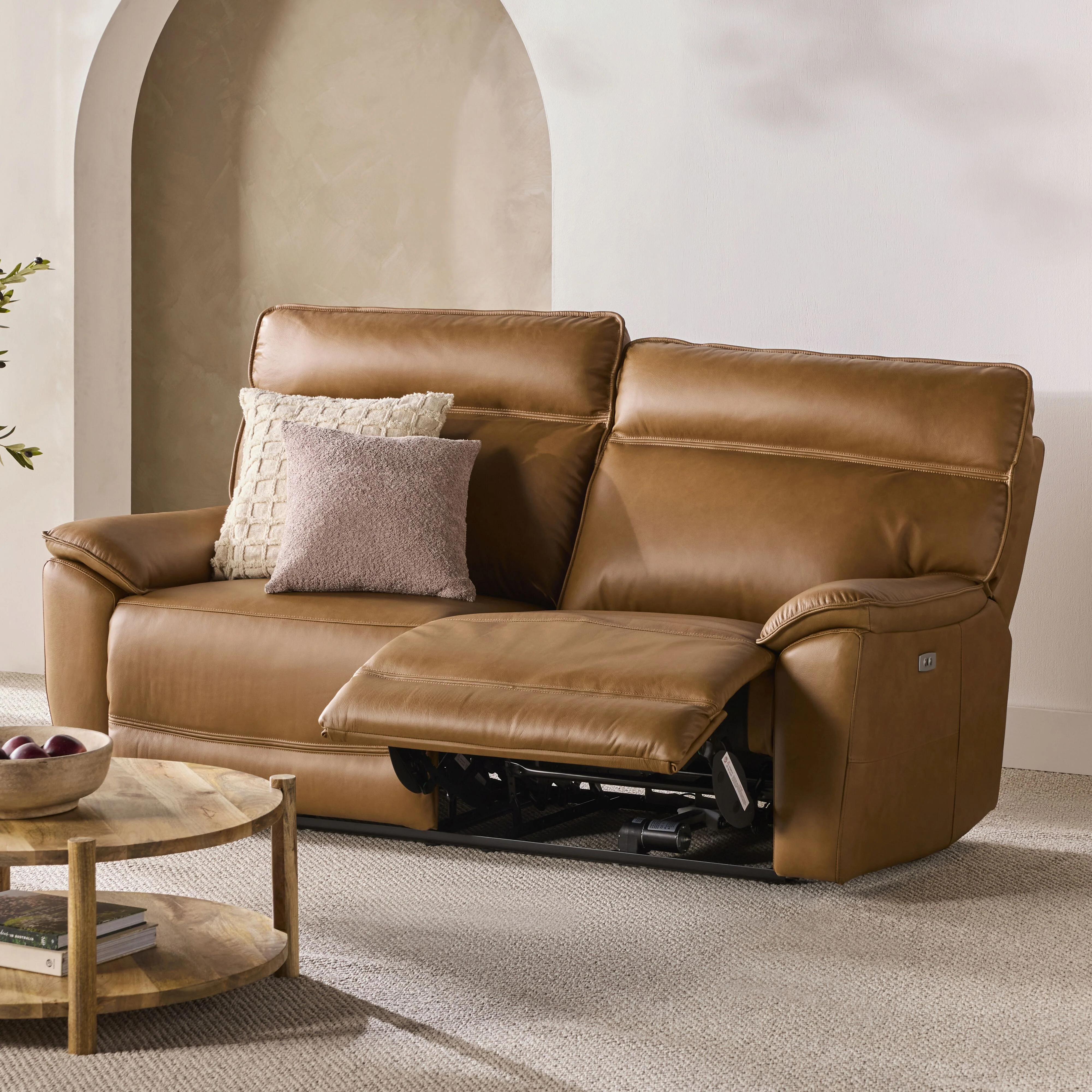 Dillon 3 Seater Leather Recliner Dakota Light Chestnut - Image 8