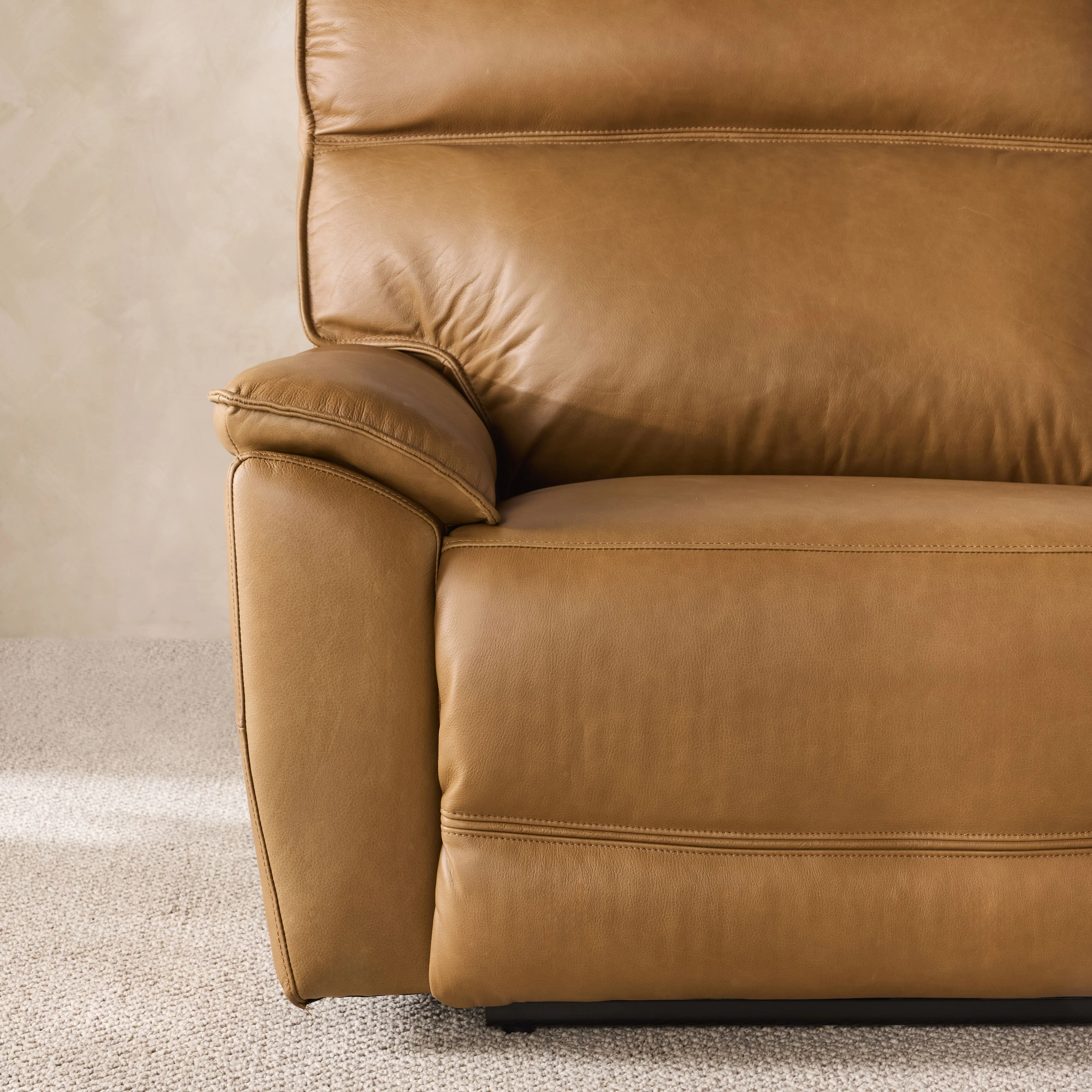 Dillon 3 Seater Leather Recliner Dakota Light Chestnut - Image 9