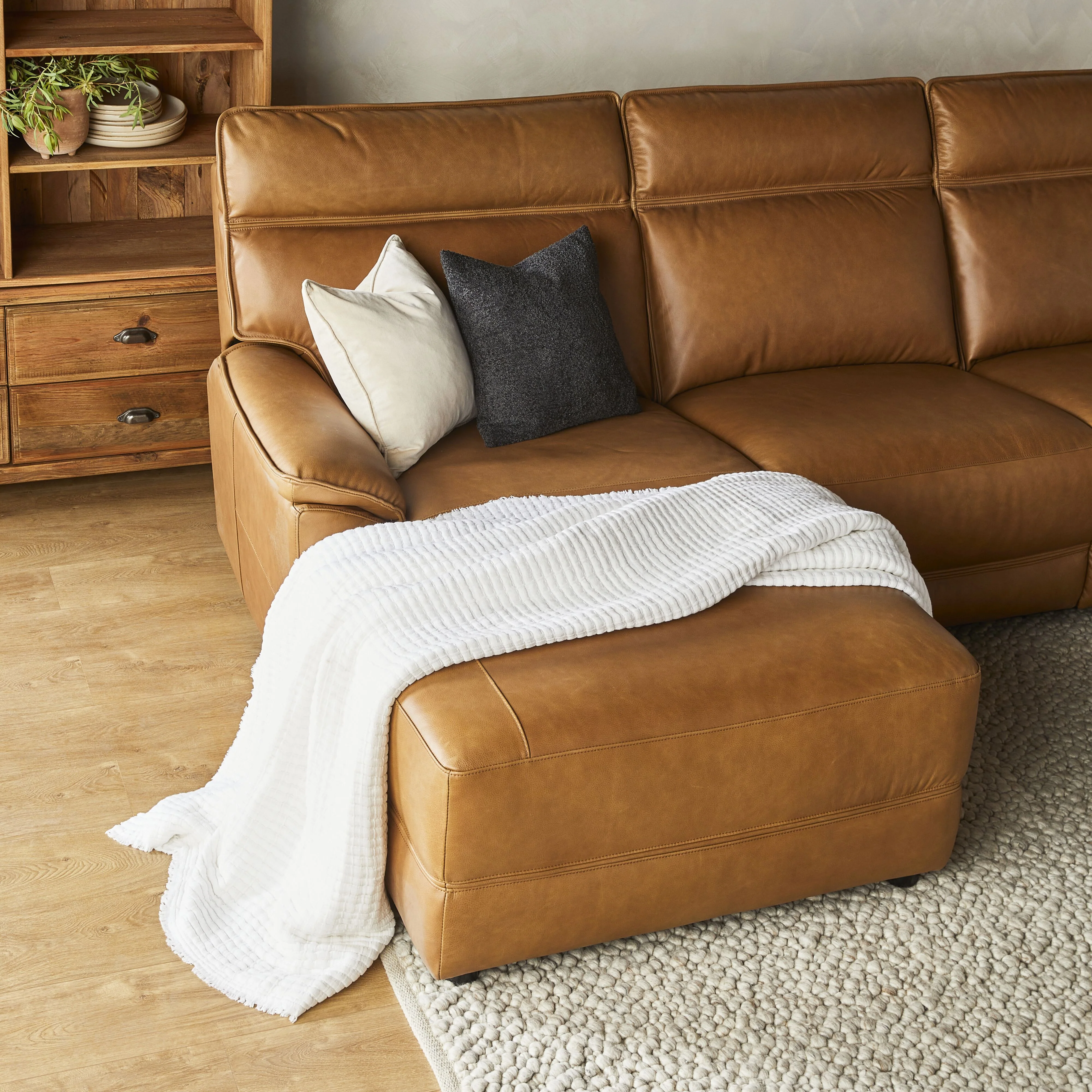 Dillon 3 Seater Leather Recliner Sofa with Left Chaise Dakota Light Chestnut - Image 13
