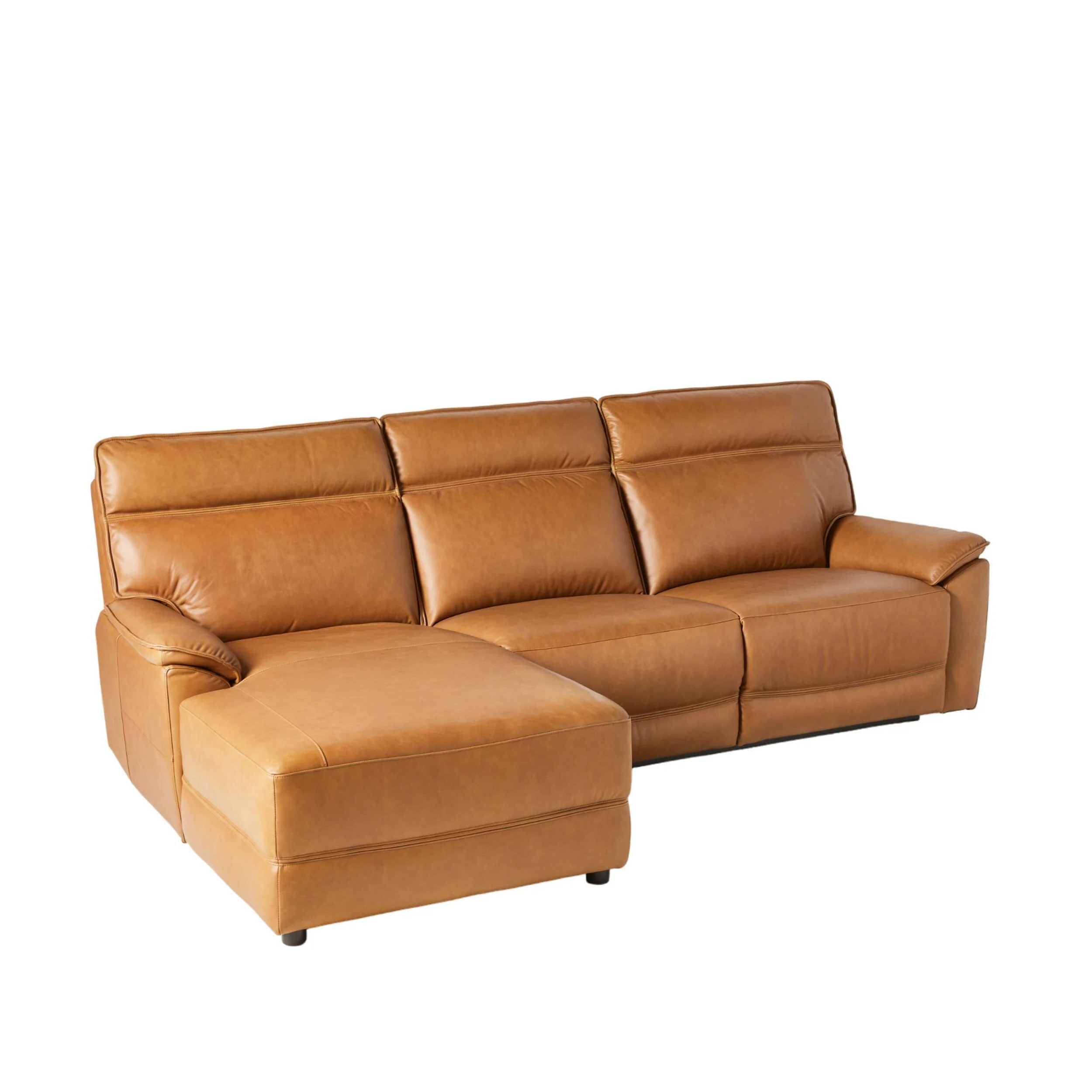 Dillon 3 Seater Leather Recliner Sofa with Left Chaise Dakota Light Chestnut - Image 2