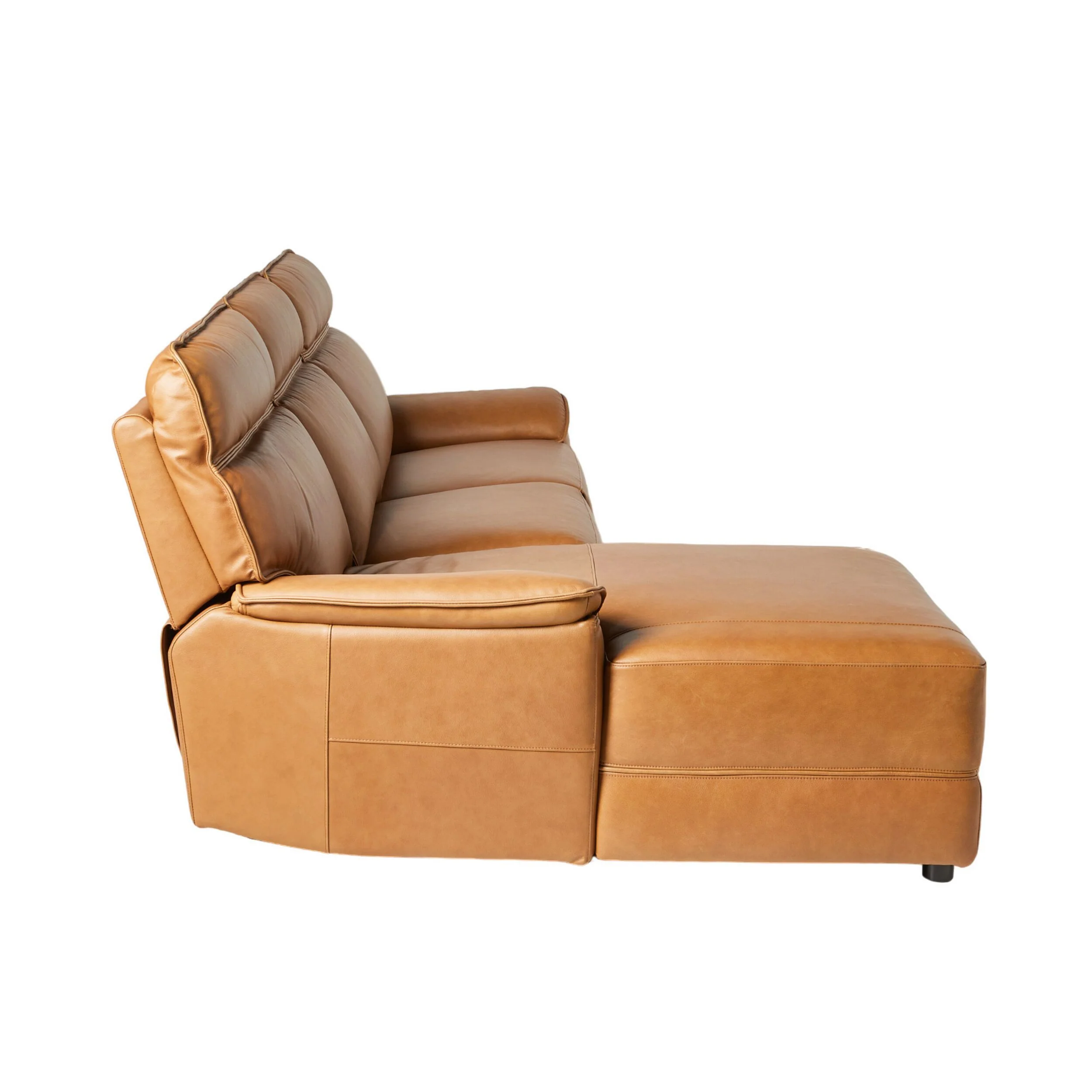 Dillon 3 Seater Leather Recliner Sofa with Left Chaise Dakota Light Chestnut - Image 3