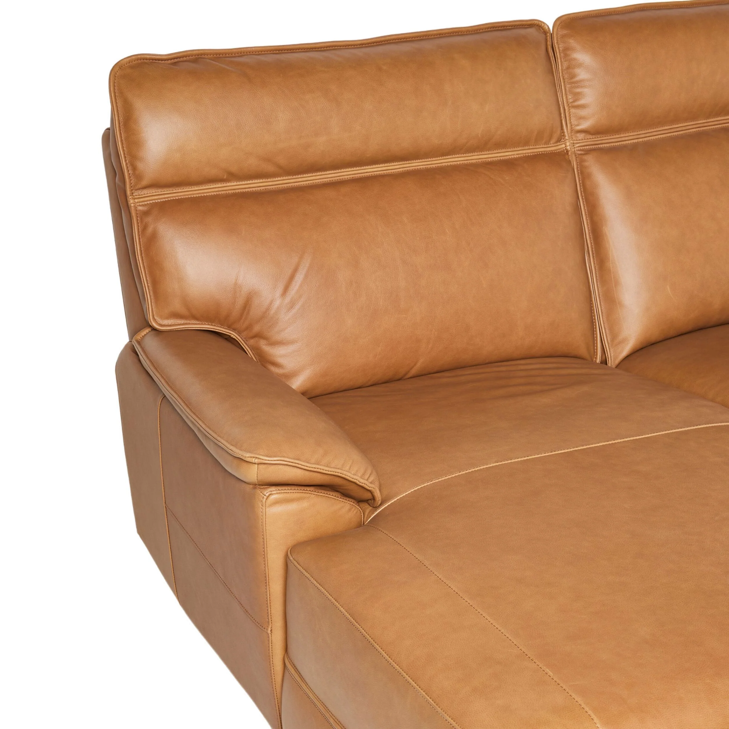 Dillon 3 Seater Leather Recliner Sofa with Left Chaise Dakota Light Chestnut - Image 5