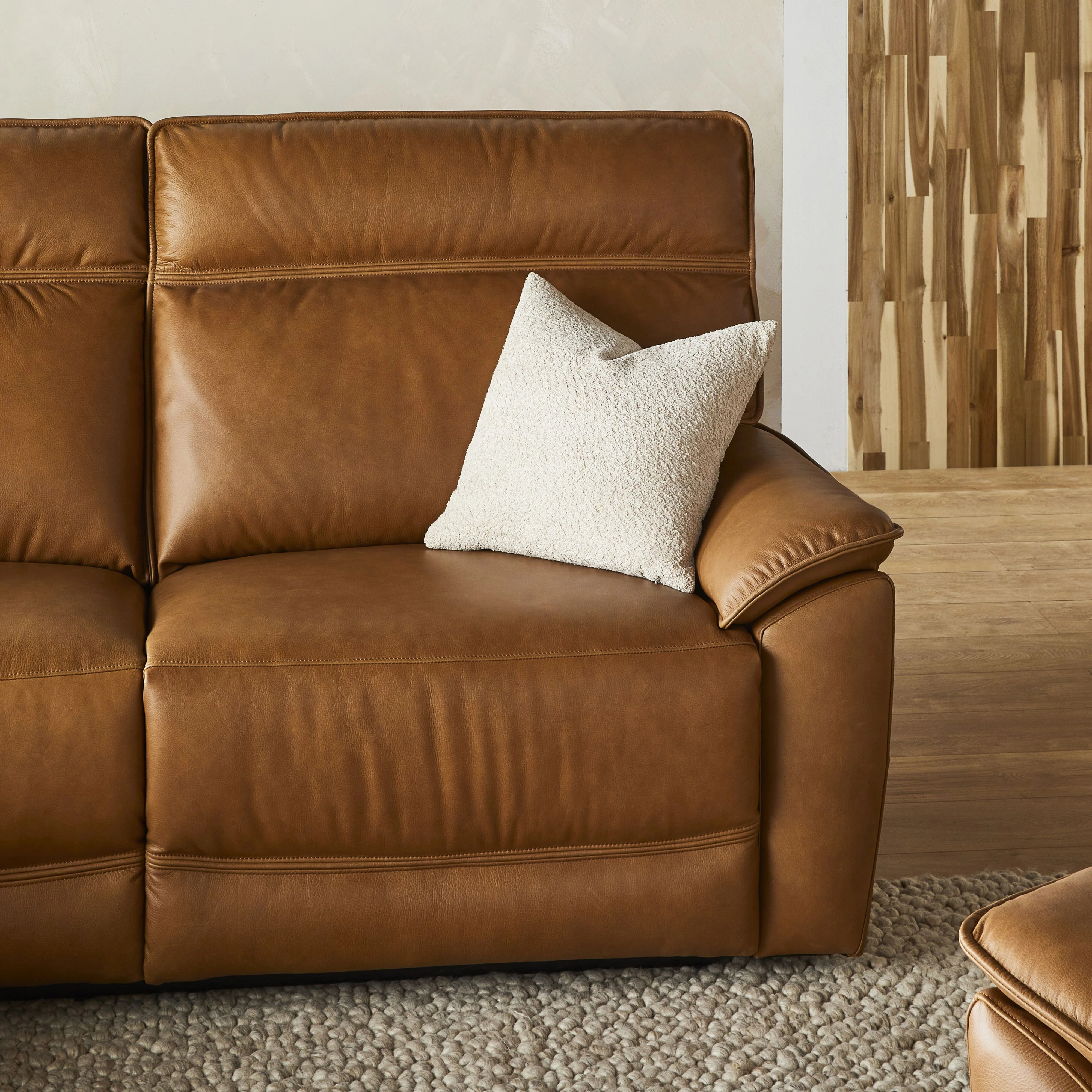 Dillon 3 Seater Leather Recliner Sofa with Left Chaise Dakota Light Chestnut - Image 7
