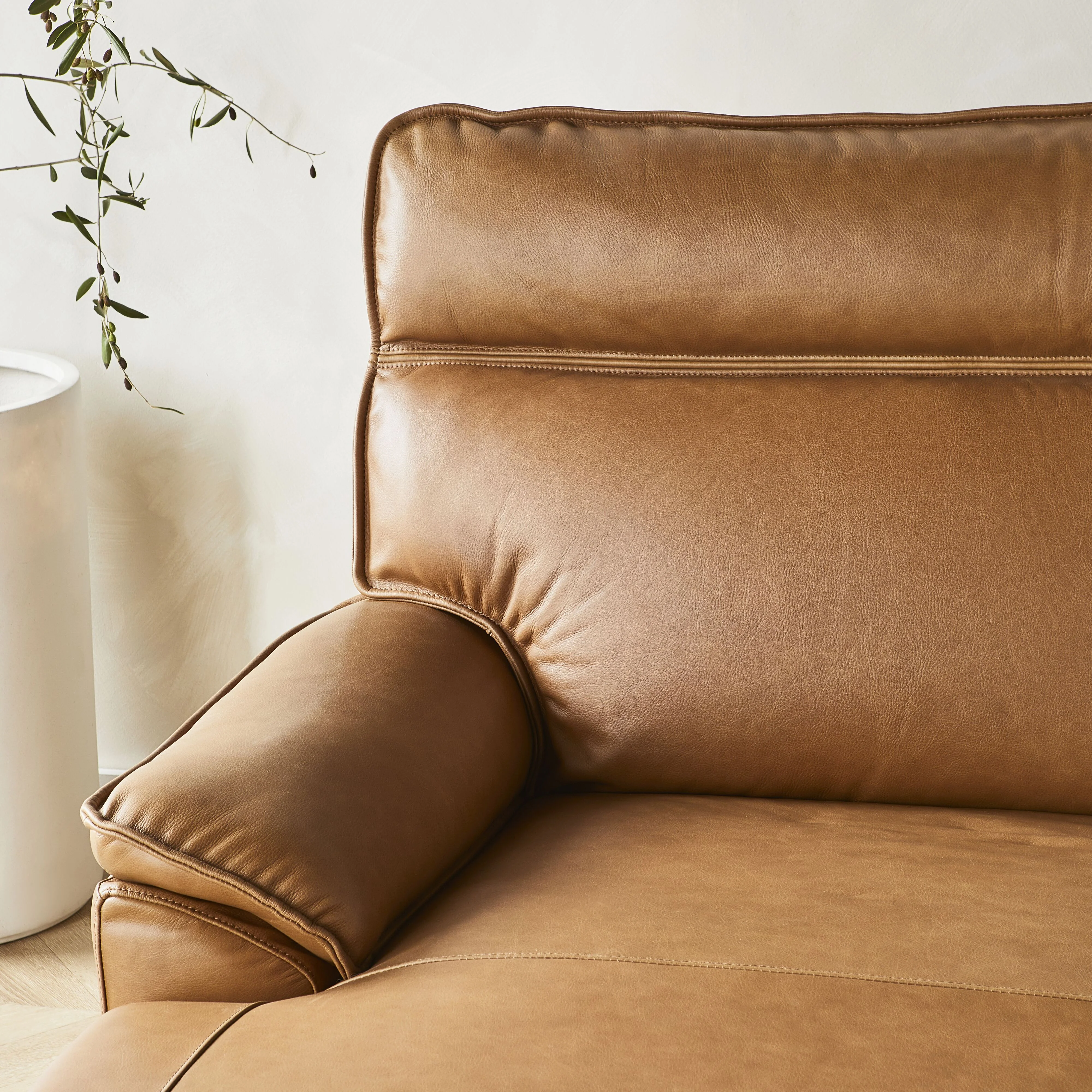 Dillon 3 Seater Leather Recliner Sofa with Left Chaise Dakota Light Chestnut - Image 8