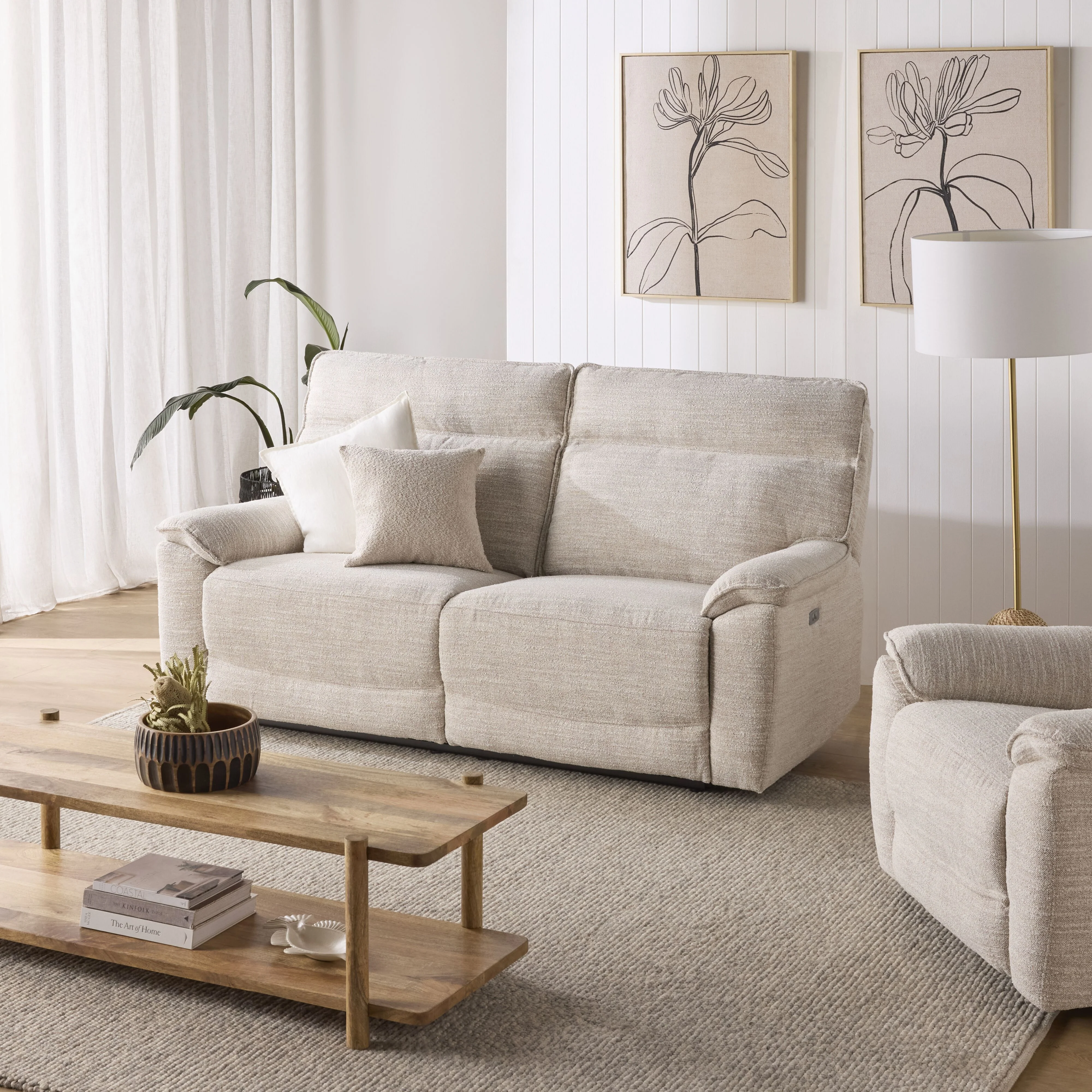 Dillon 3 Seater Recliner Natural Textured Slub - Image 10