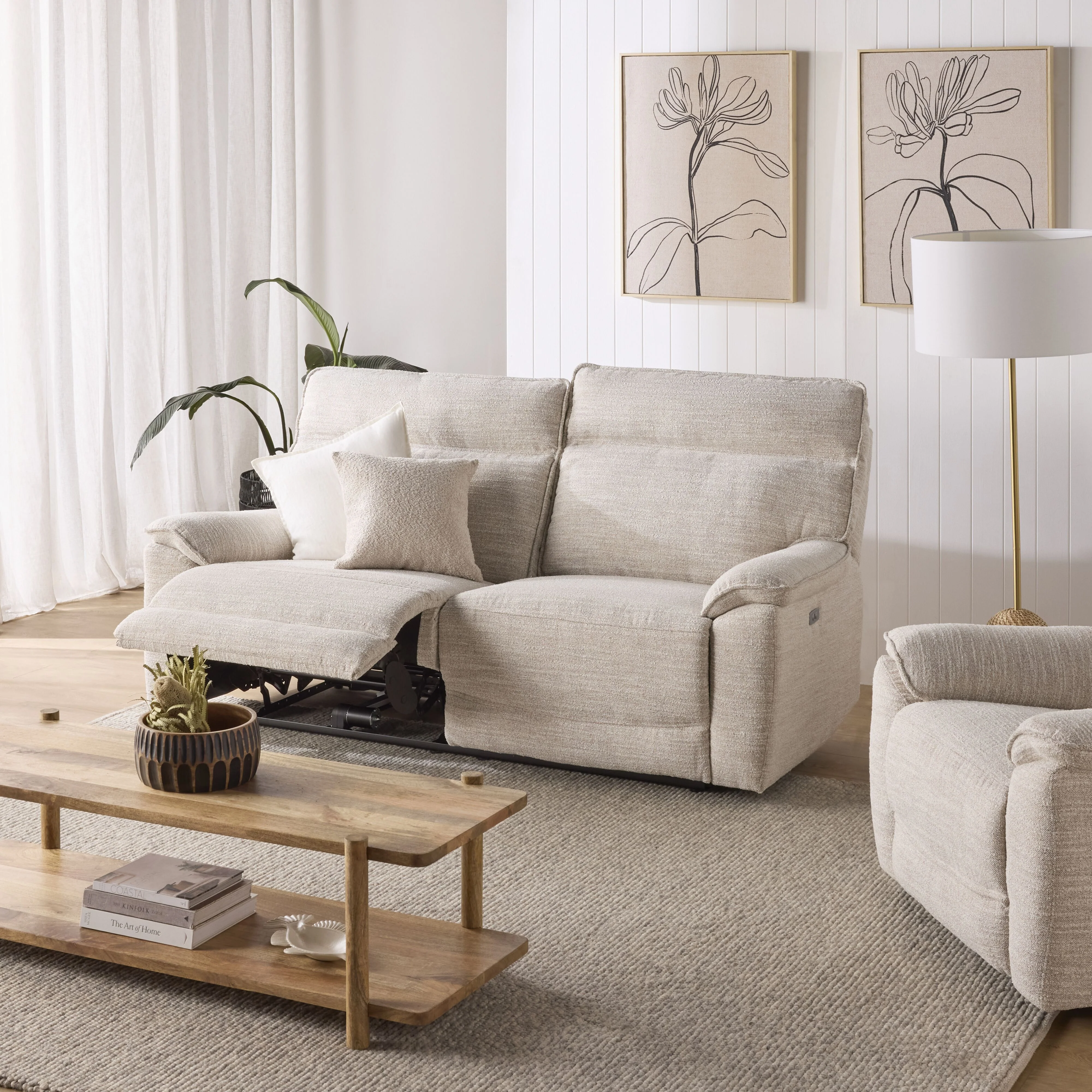 Dillon 3 Seater Recliner Natural Textured Slub - Image 11