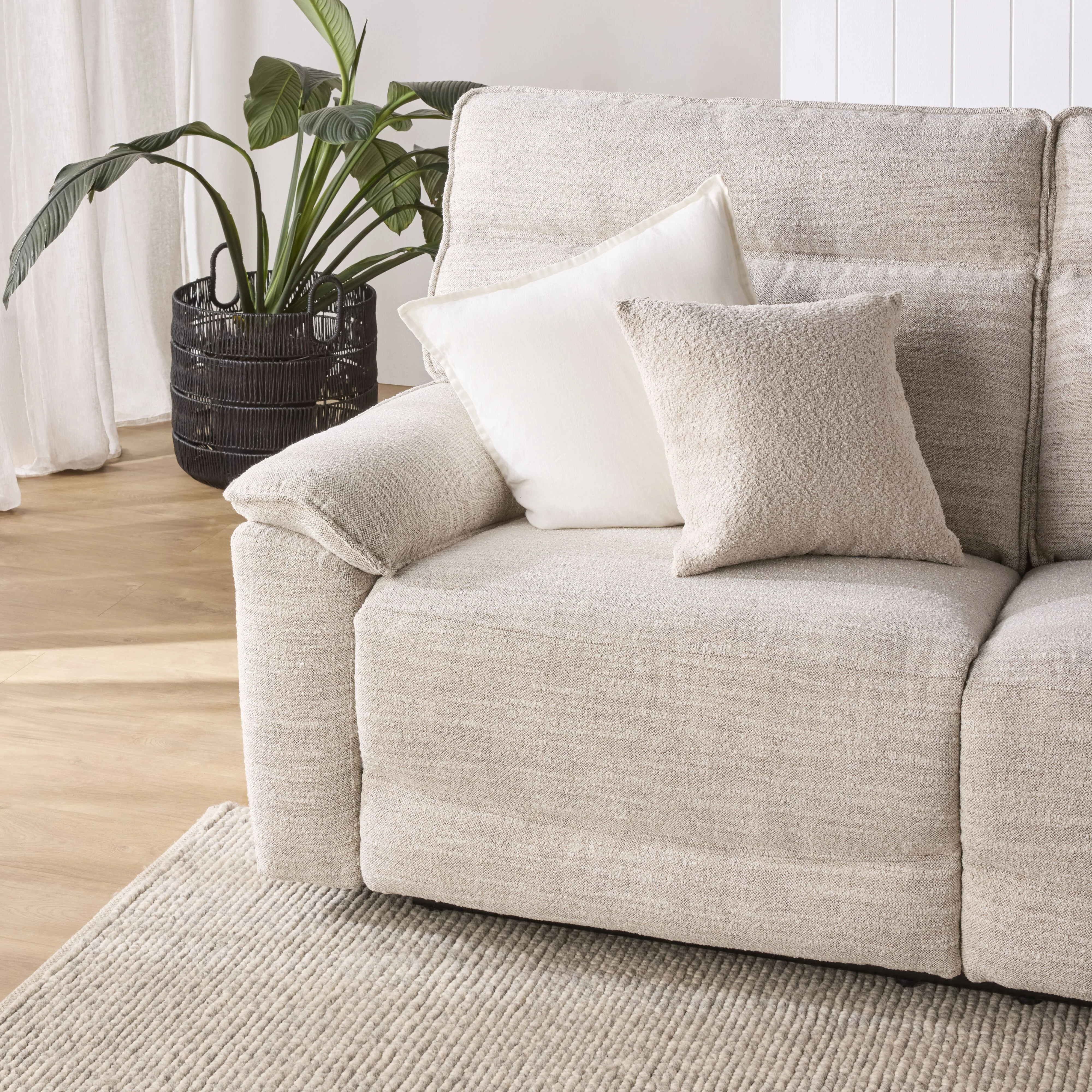 Dillon 3 Seater Recliner Natural Textured Slub - Image 12