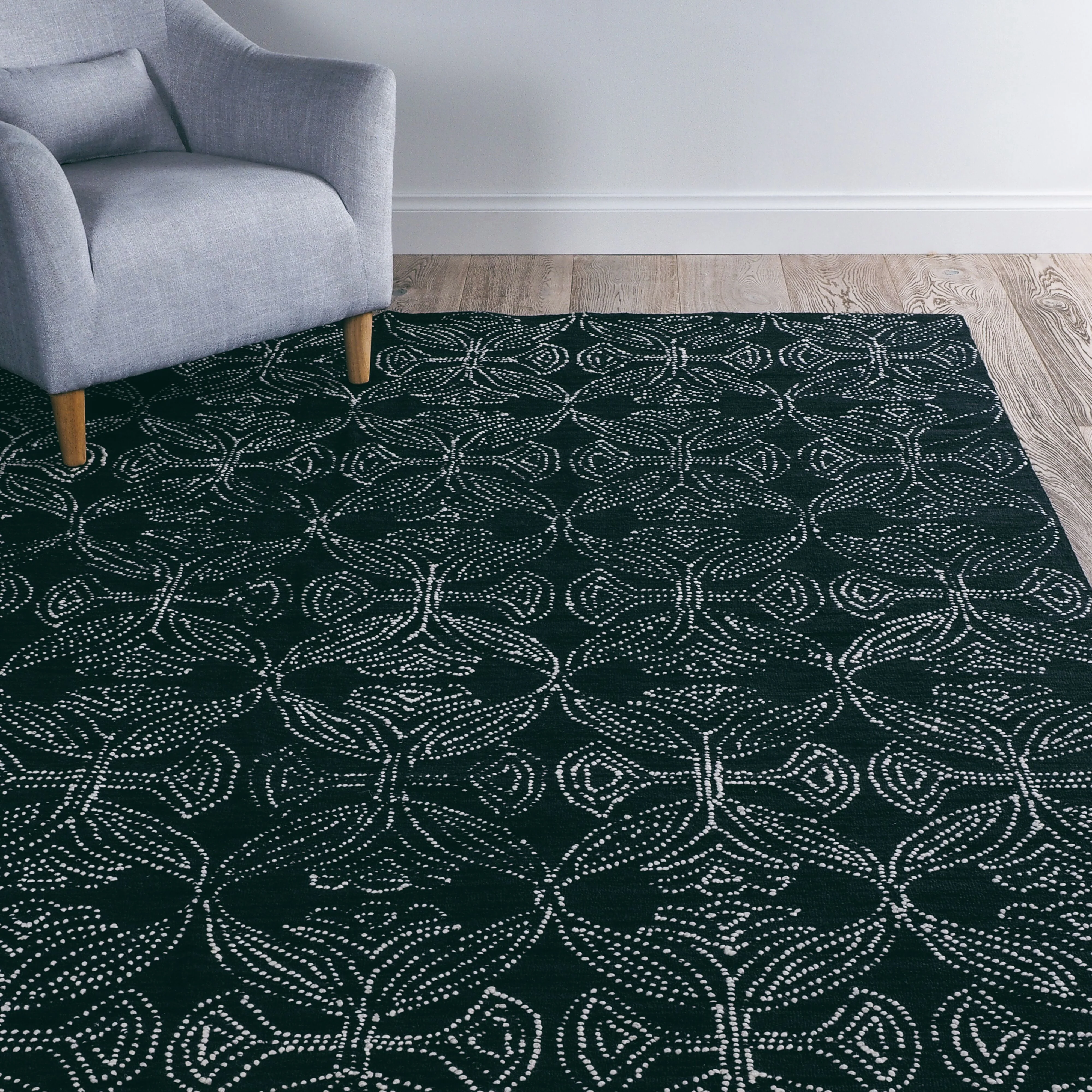 Dreamtime Hand Tufted Wool Black & White Rug 300x240cm - Image 5