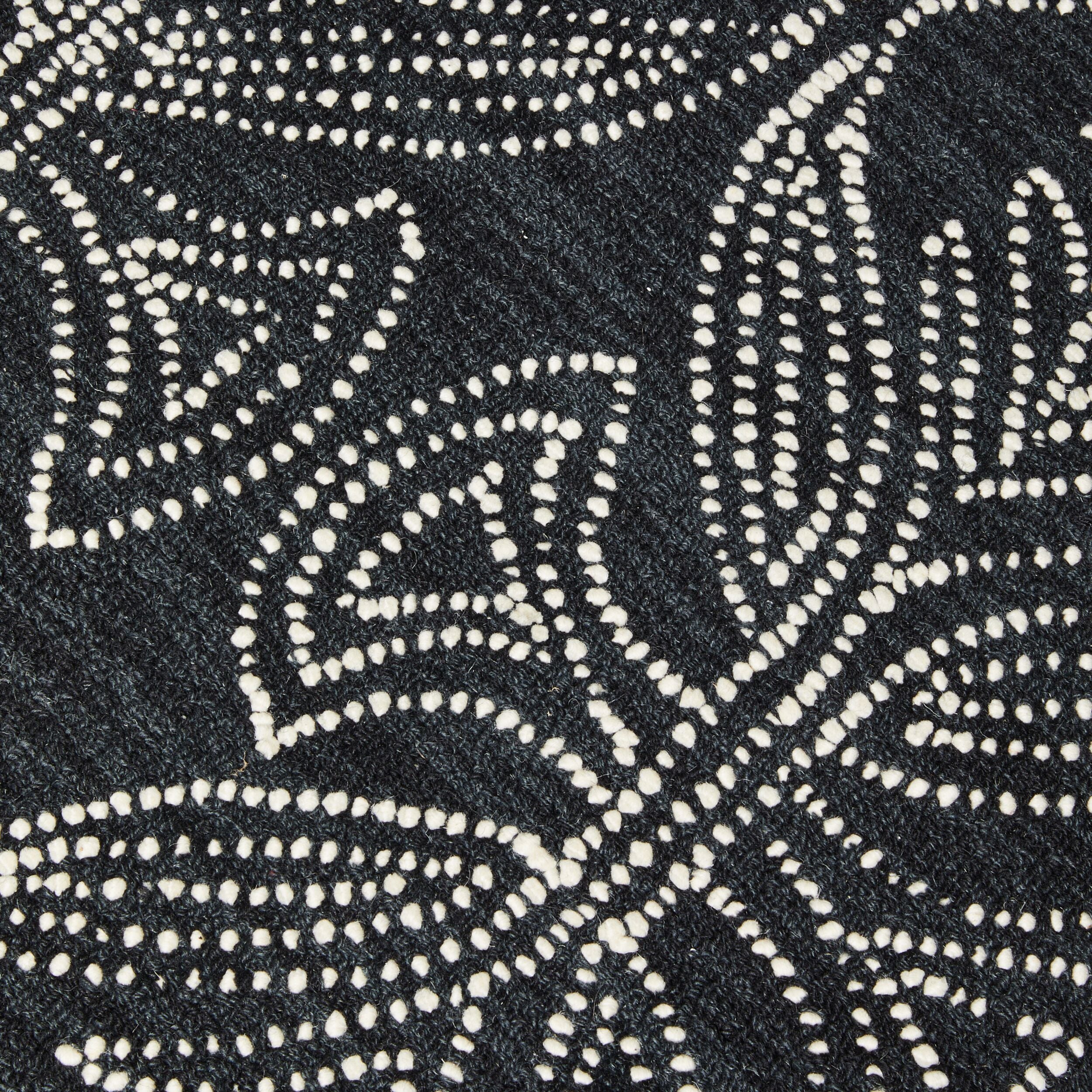 Dreamtime Hand Tufted Wool Black & White Runner 80x300cm - Image 2