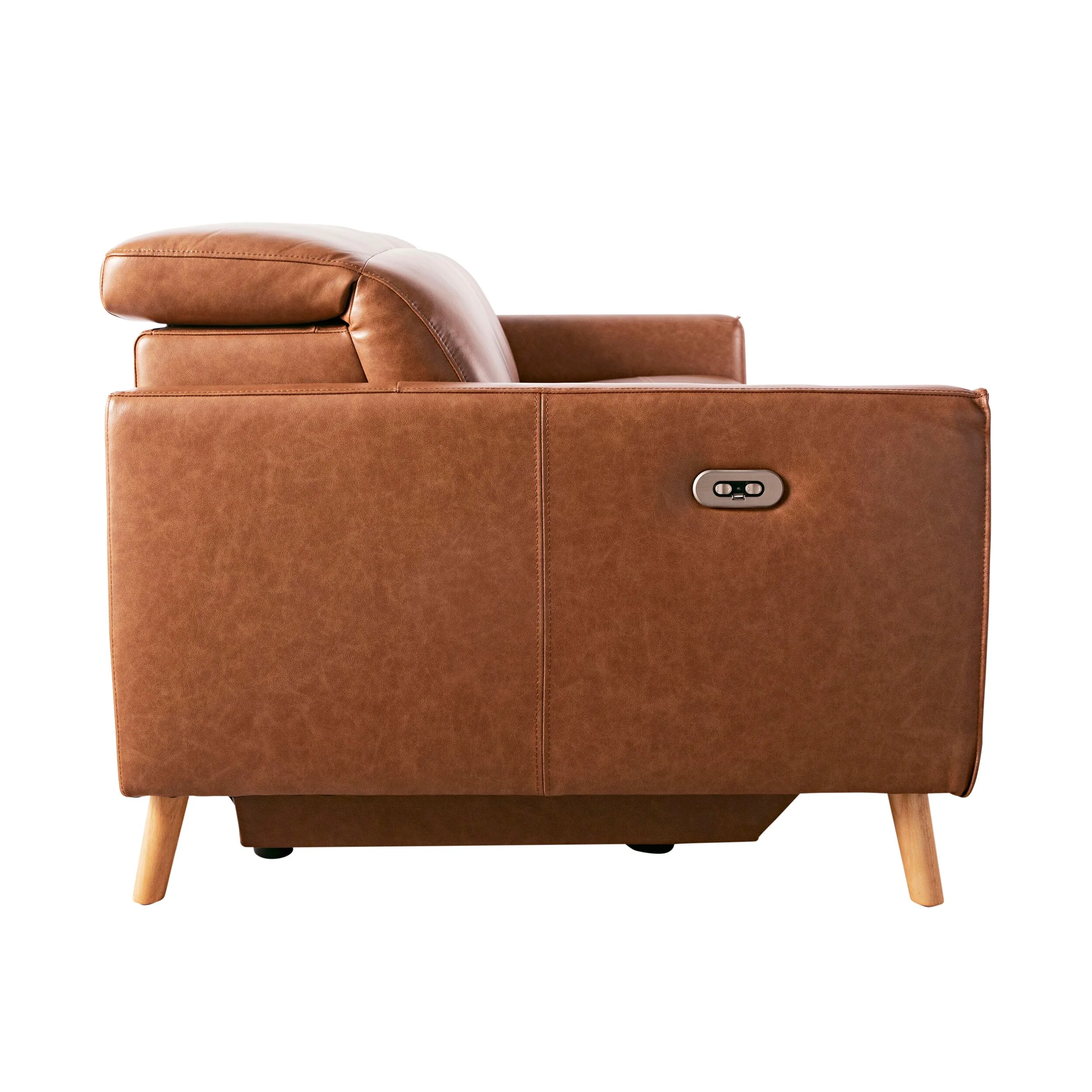 Dunaway 2 Seater Leather Recliner Sofa Dakota Vintage Saddle - Image 3