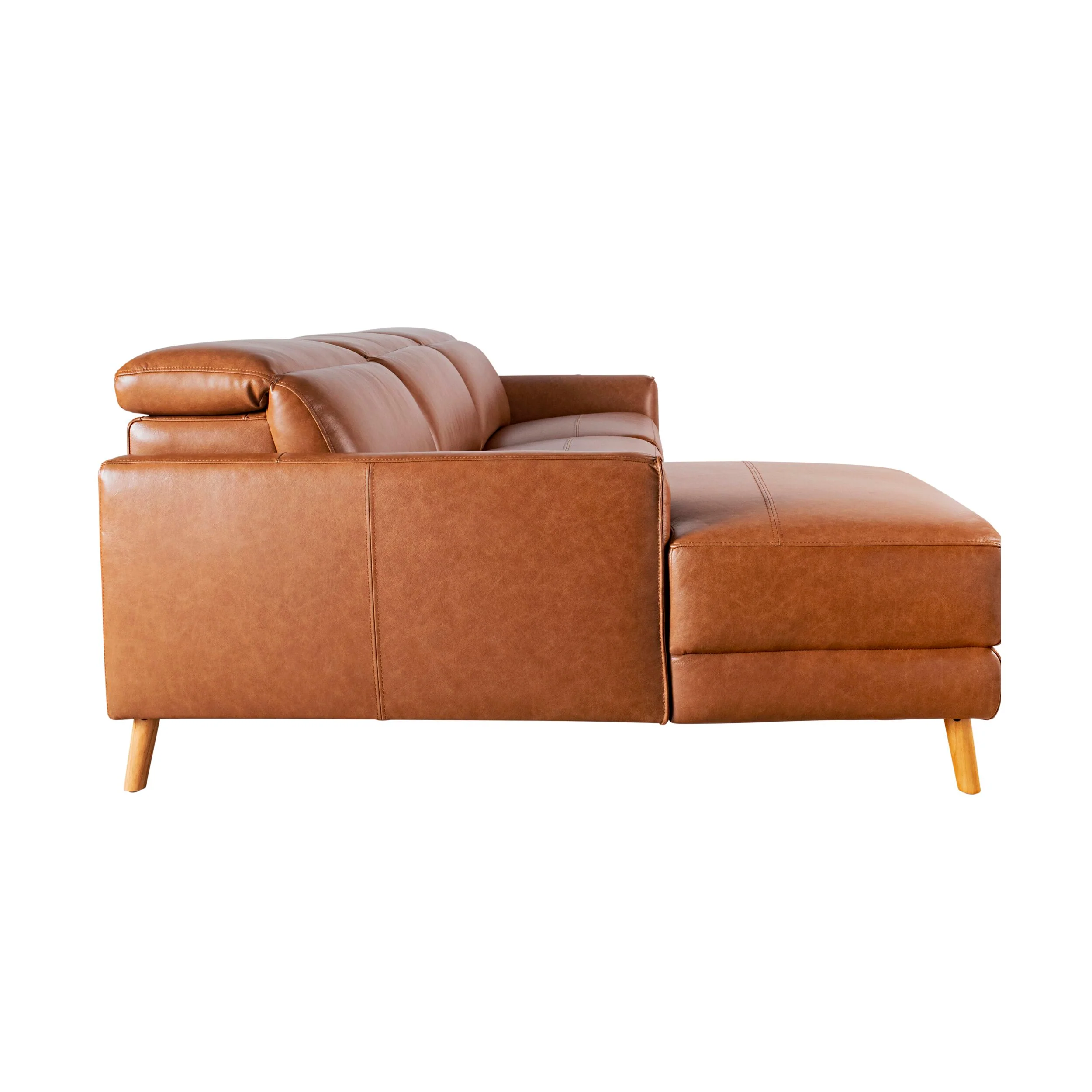 Dunaway 3 Seater Leather Recliner Chaise Sofa Dakota Vintage Saddle - Image 3