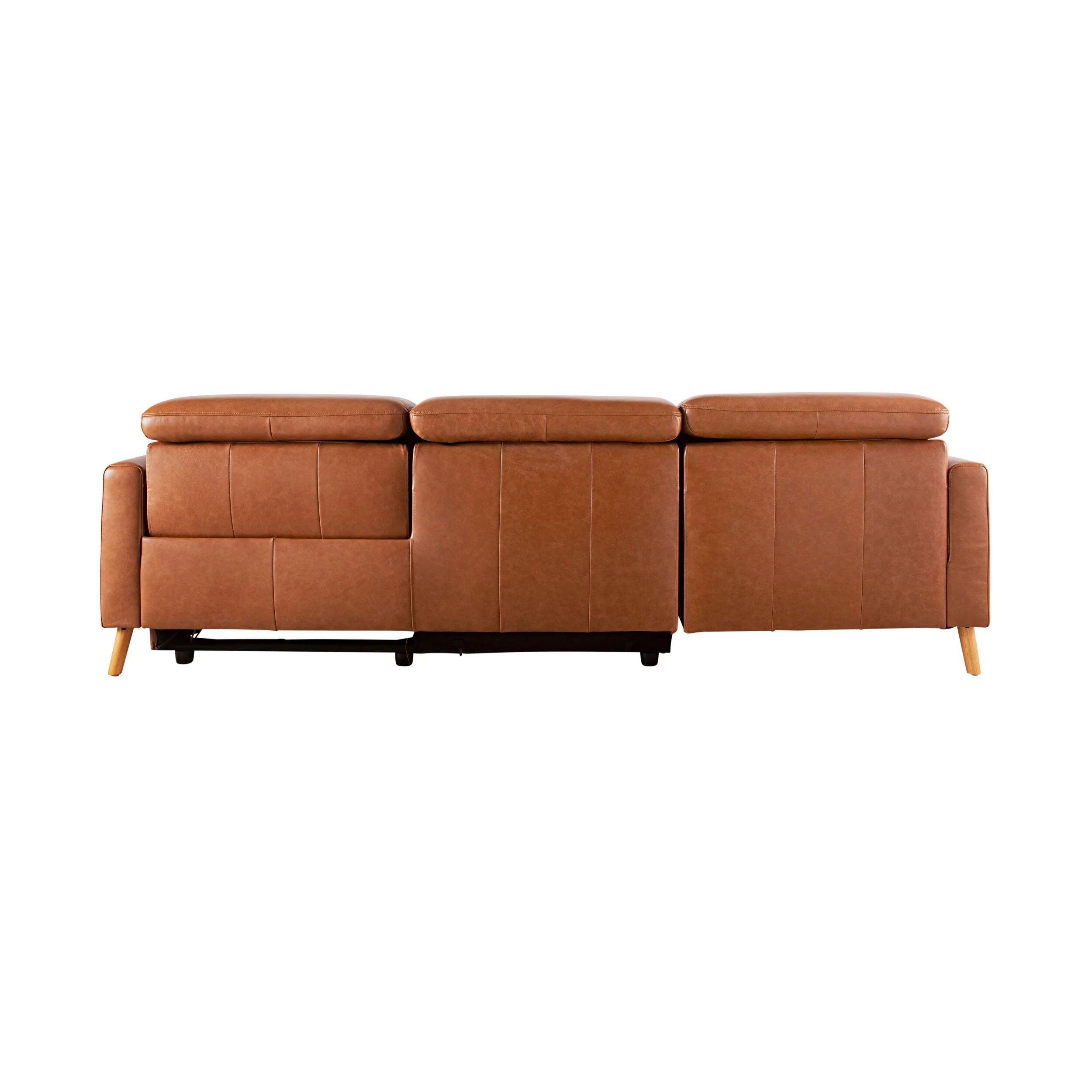 Dunaway 3 Seater Leather Recliner Chaise Sofa Dakota Vintage Saddle - Image 4