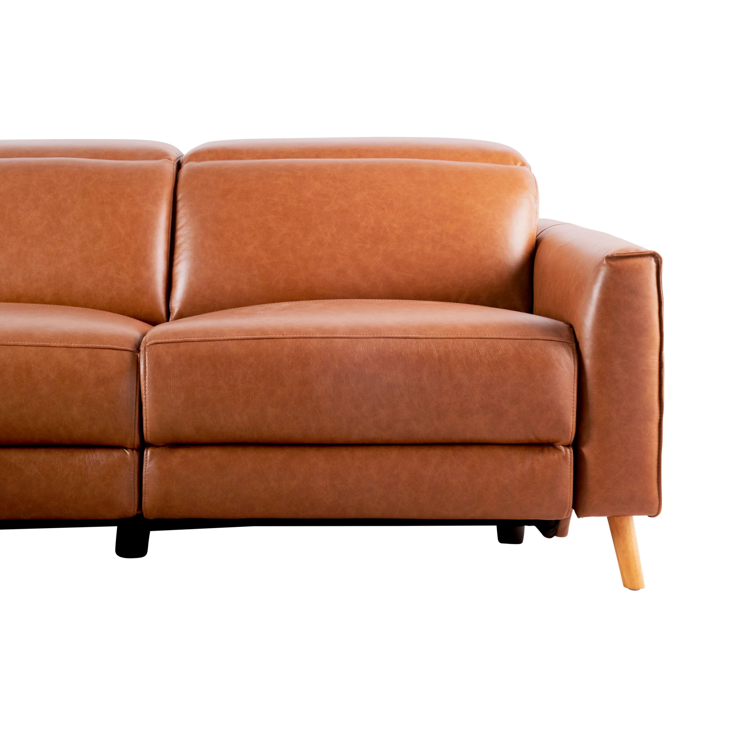 Dunaway 3 Seater Leather Recliner Chaise Sofa Dakota Vintage Saddle - Image 5