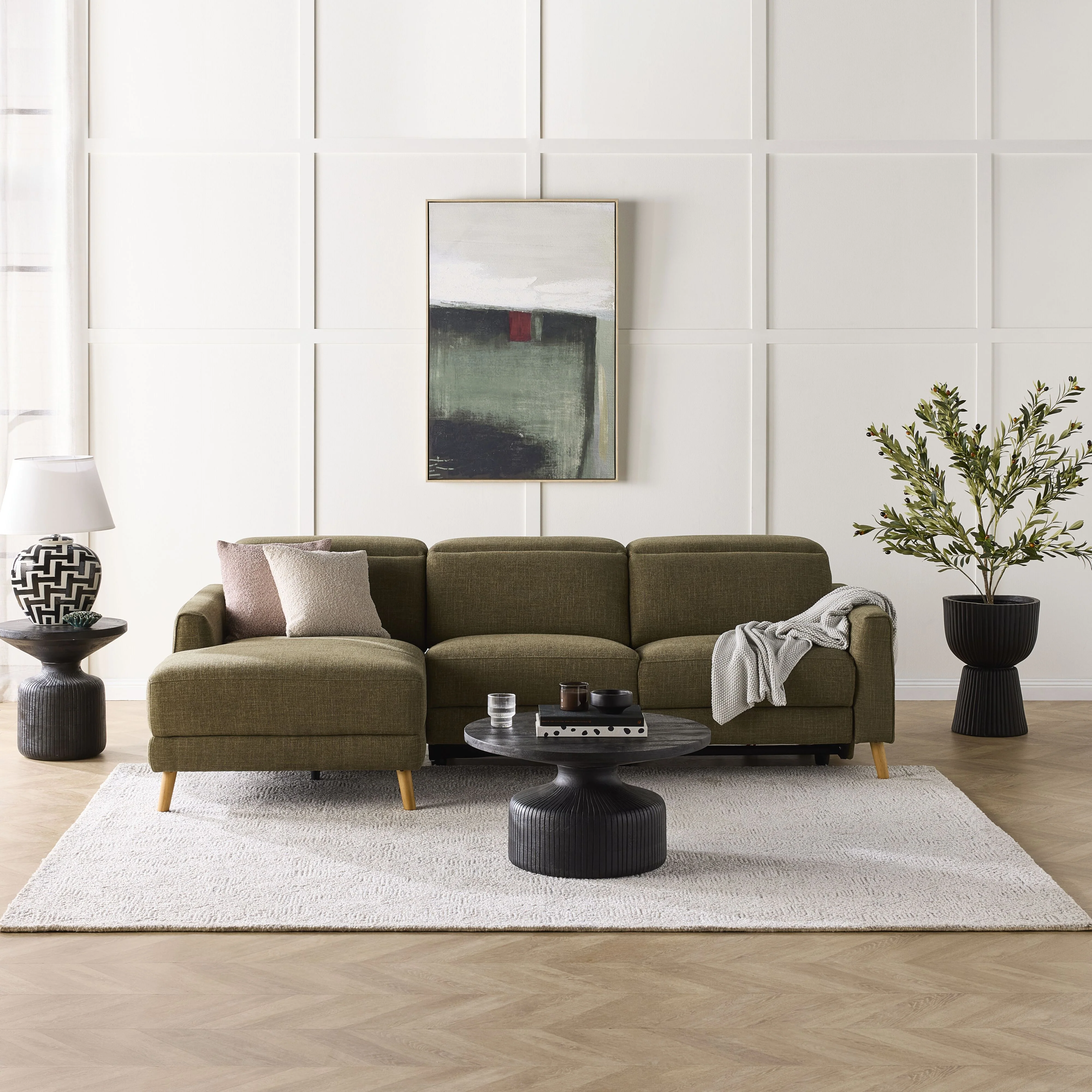 Dunaway 3 Seater Recliner Chaise Sofa Daintree Green - Image 10