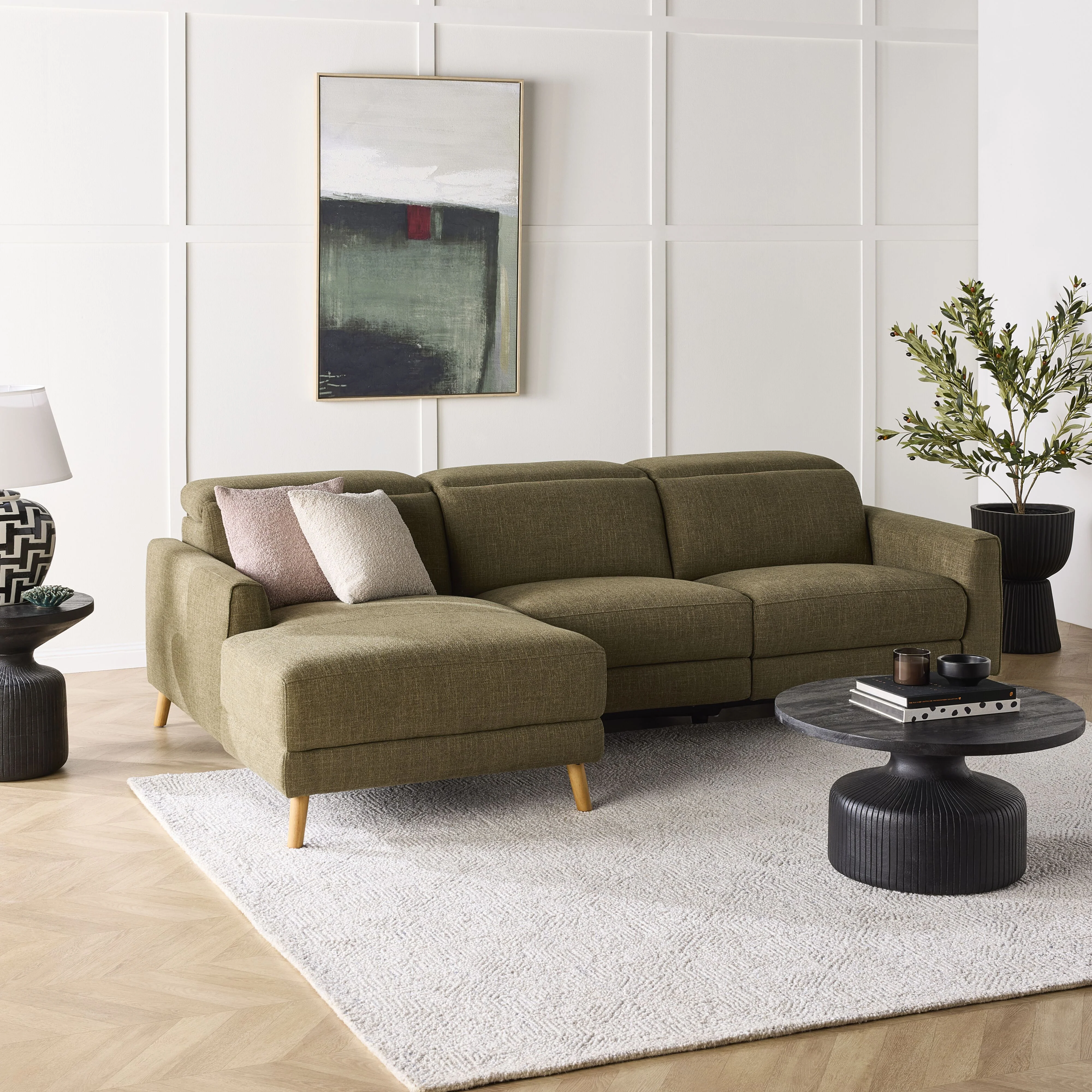 Dunaway 3 Seater Recliner Chaise Sofa Daintree Green - Image 11