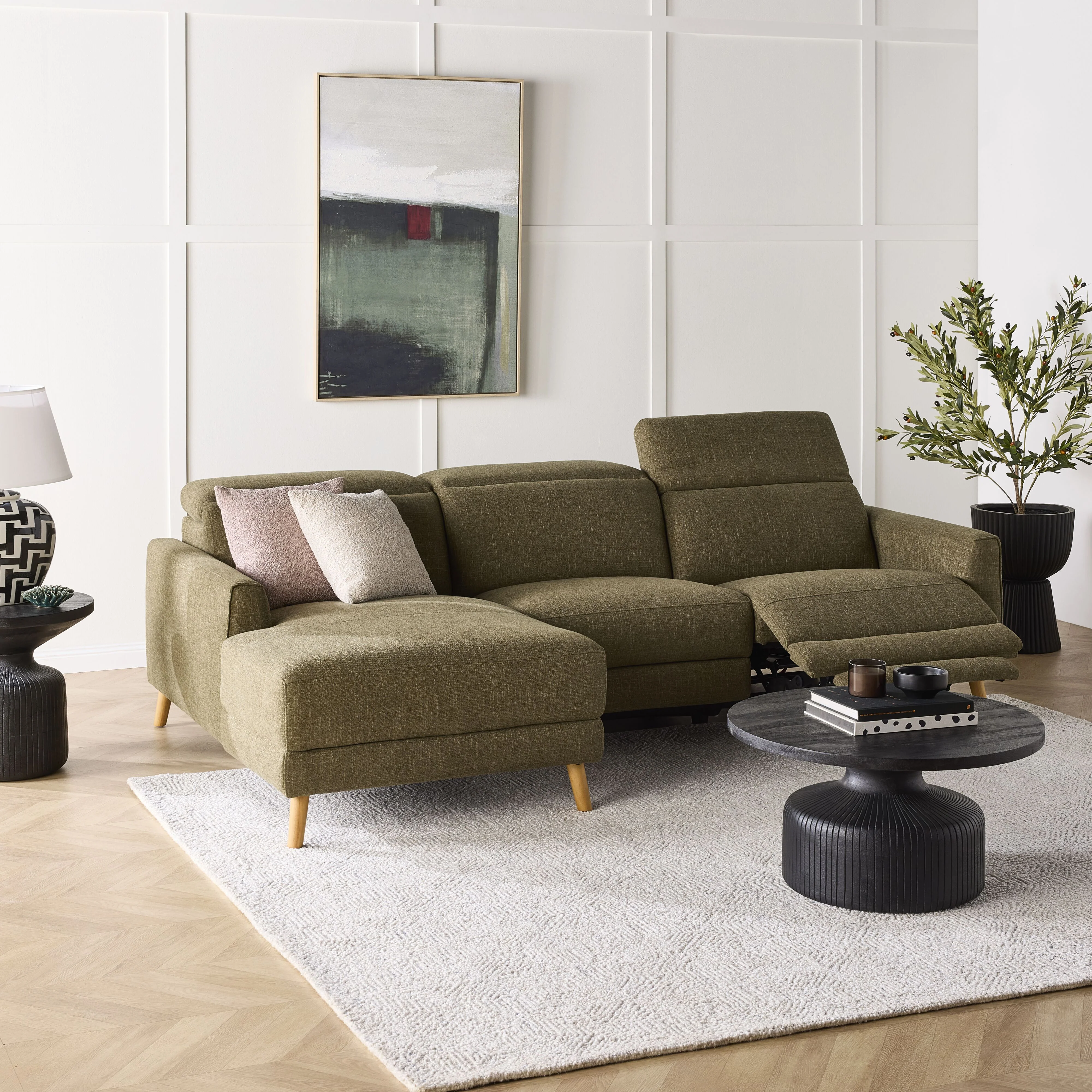 Dunaway 3 Seater Recliner Chaise Sofa Daintree Green - Image 12