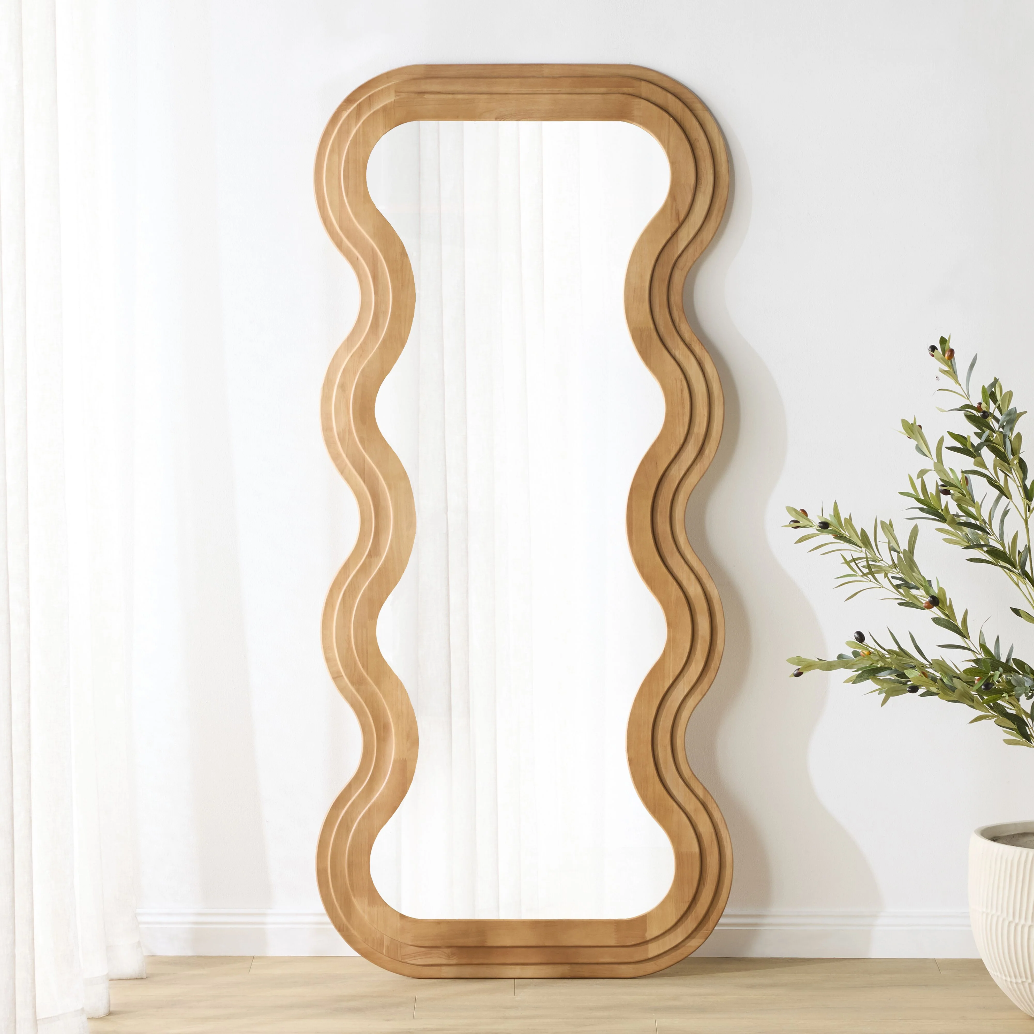 Echoes Scalloped Wooden Floor Mirror 81x182cm - Image 5