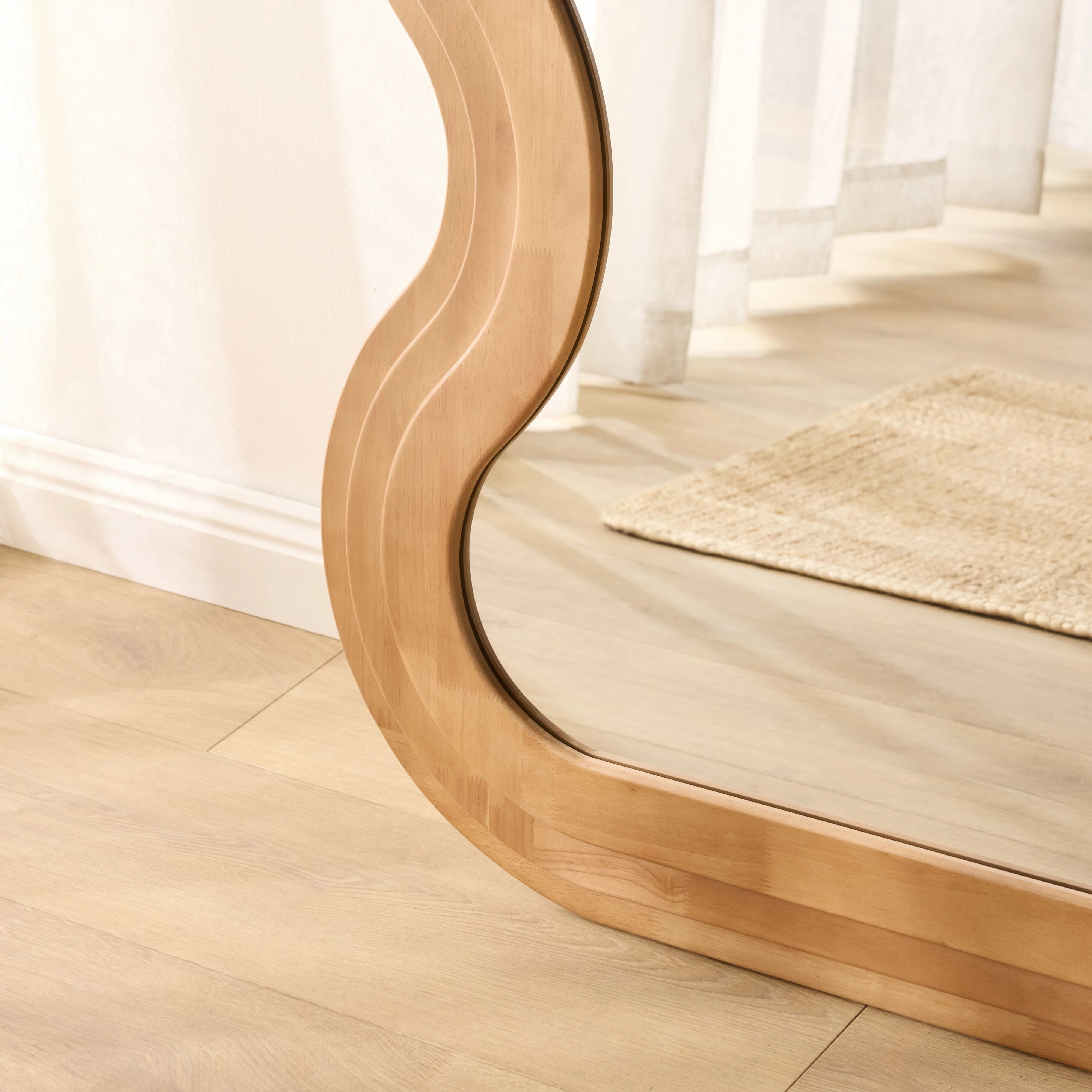 Echoes Scalloped Wooden Floor Mirror 81x182cm - Image 6