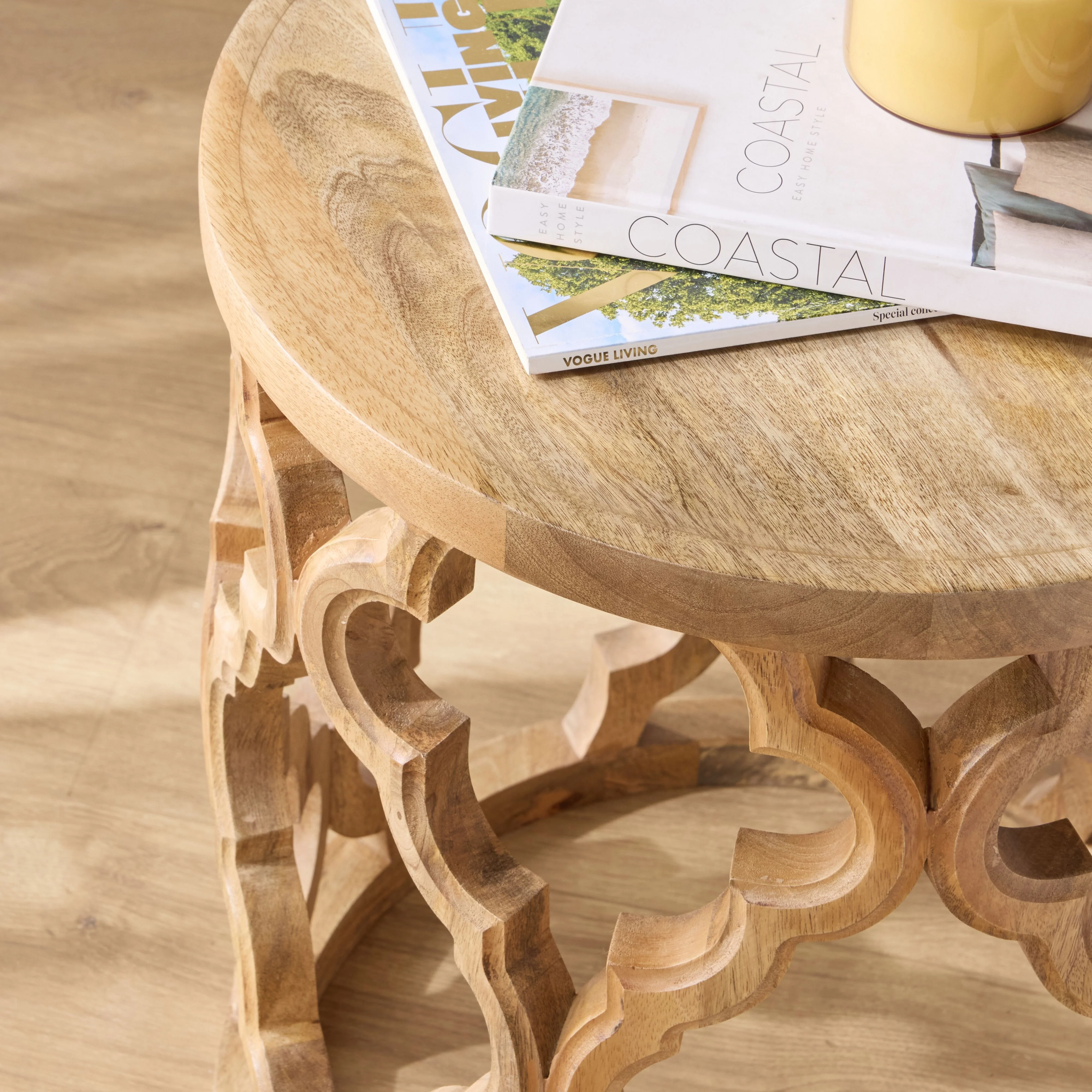 Eco Sole Carved Wooden Side Table Large 48cm - Image 6