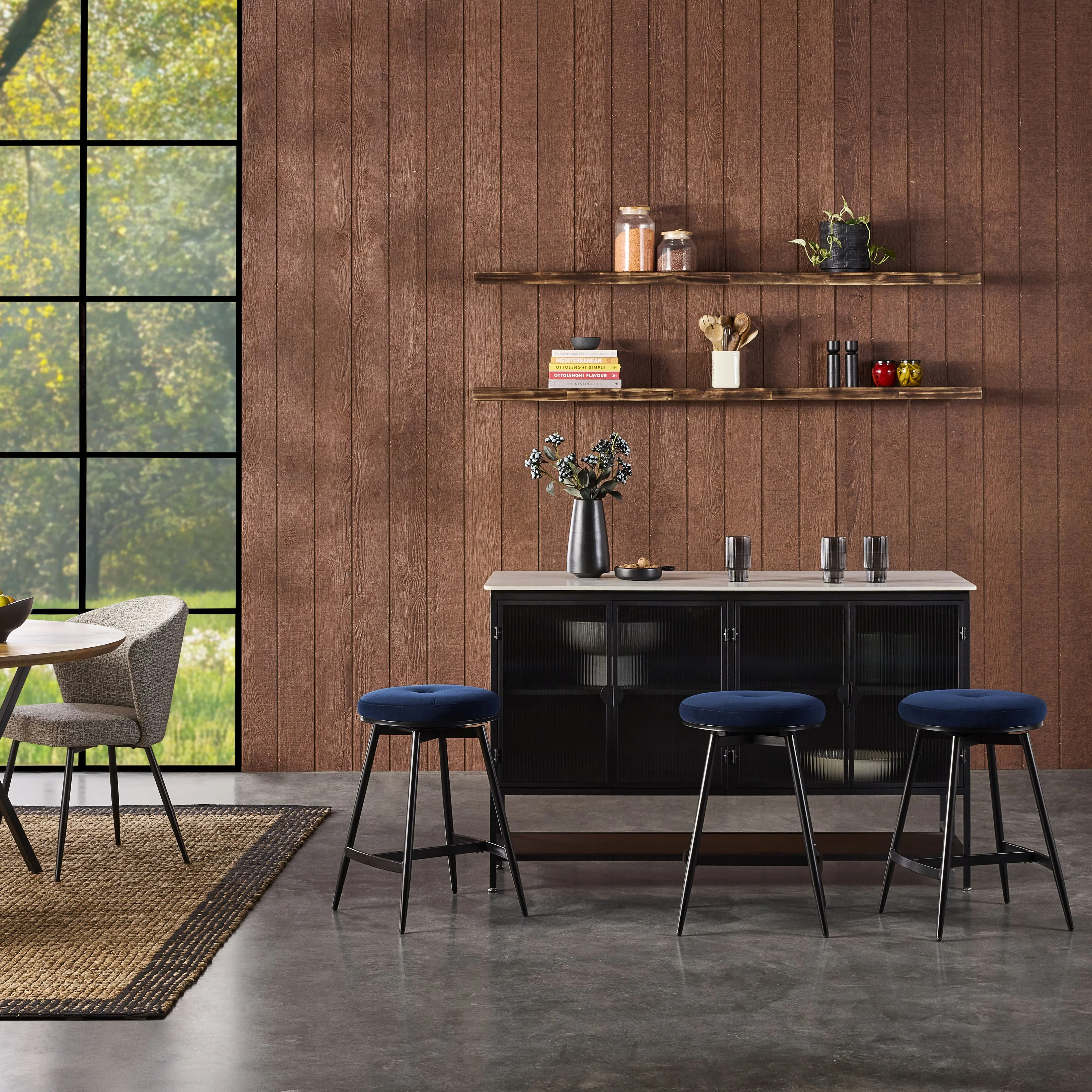 Ember Velvet Swivel Bar Stool Navy - Image 5