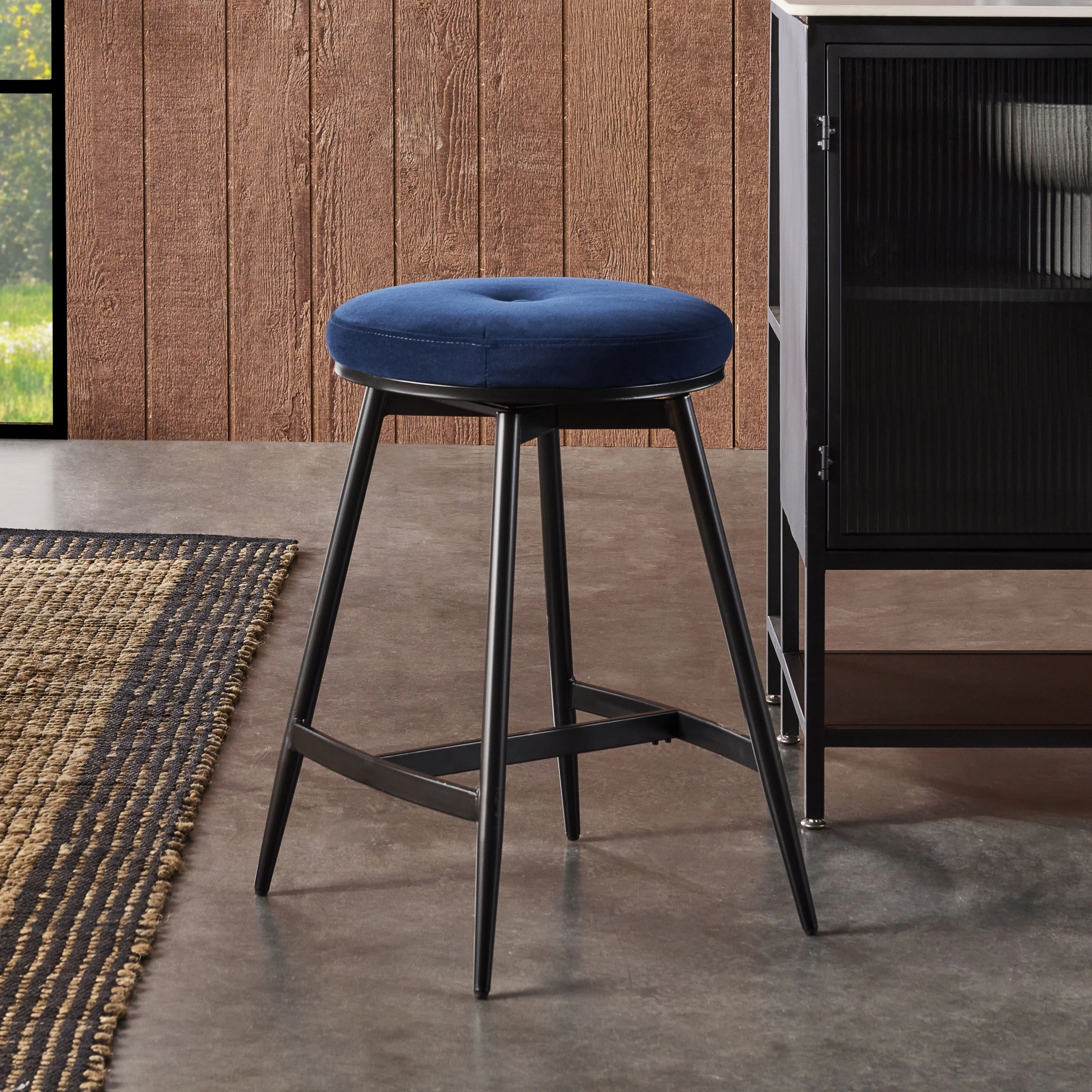 Ember Velvet Swivel Bar Stool Navy - Image 6
