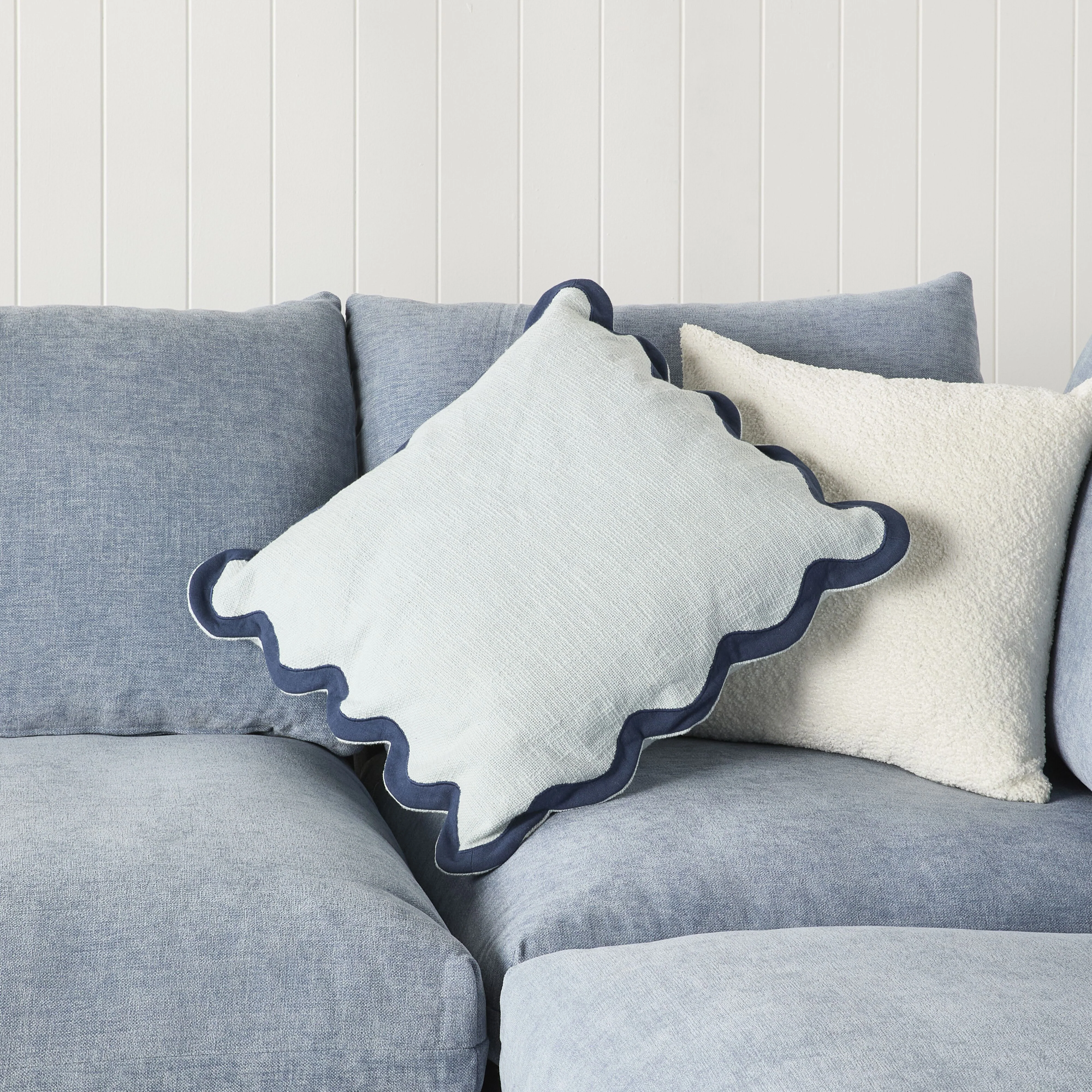 Emmie Scalloped Cushion Blues 50x50cm - Image 4