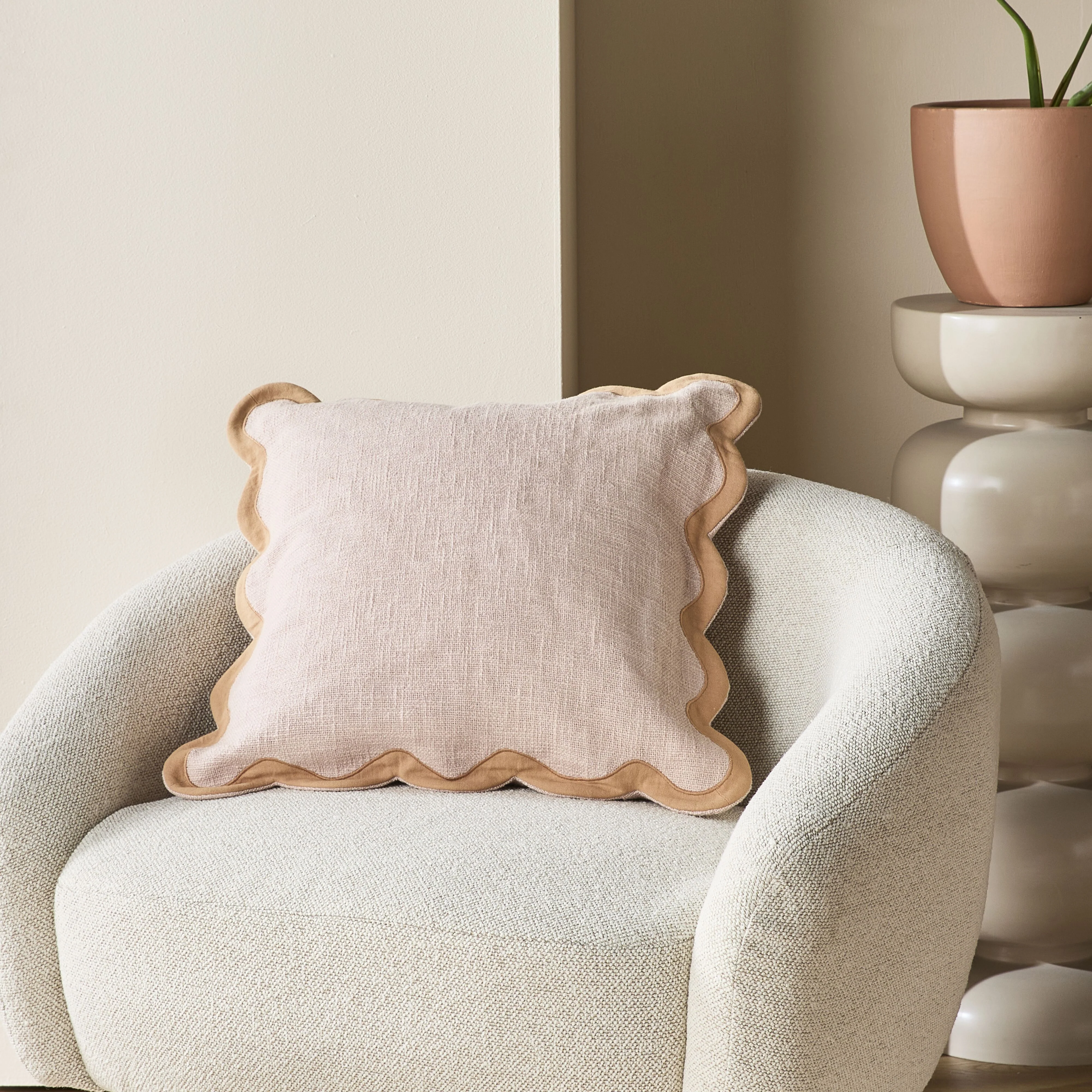 Emmie Scalloped Cushion Rose Clay 50x50cm - Image 4