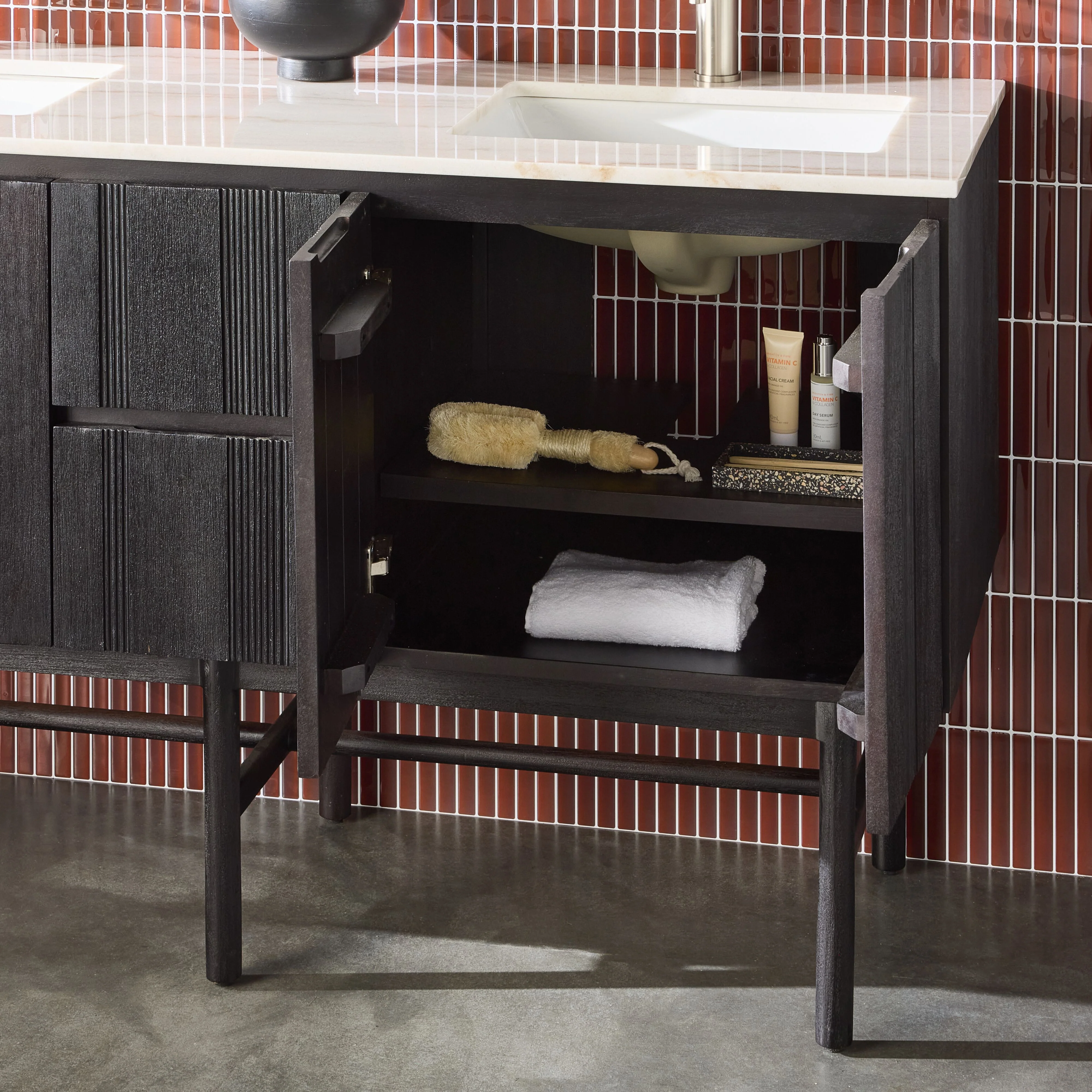 Ezra Double Bathroom Vanity Mahogany with Stone Top 1510mm Package - Image 12