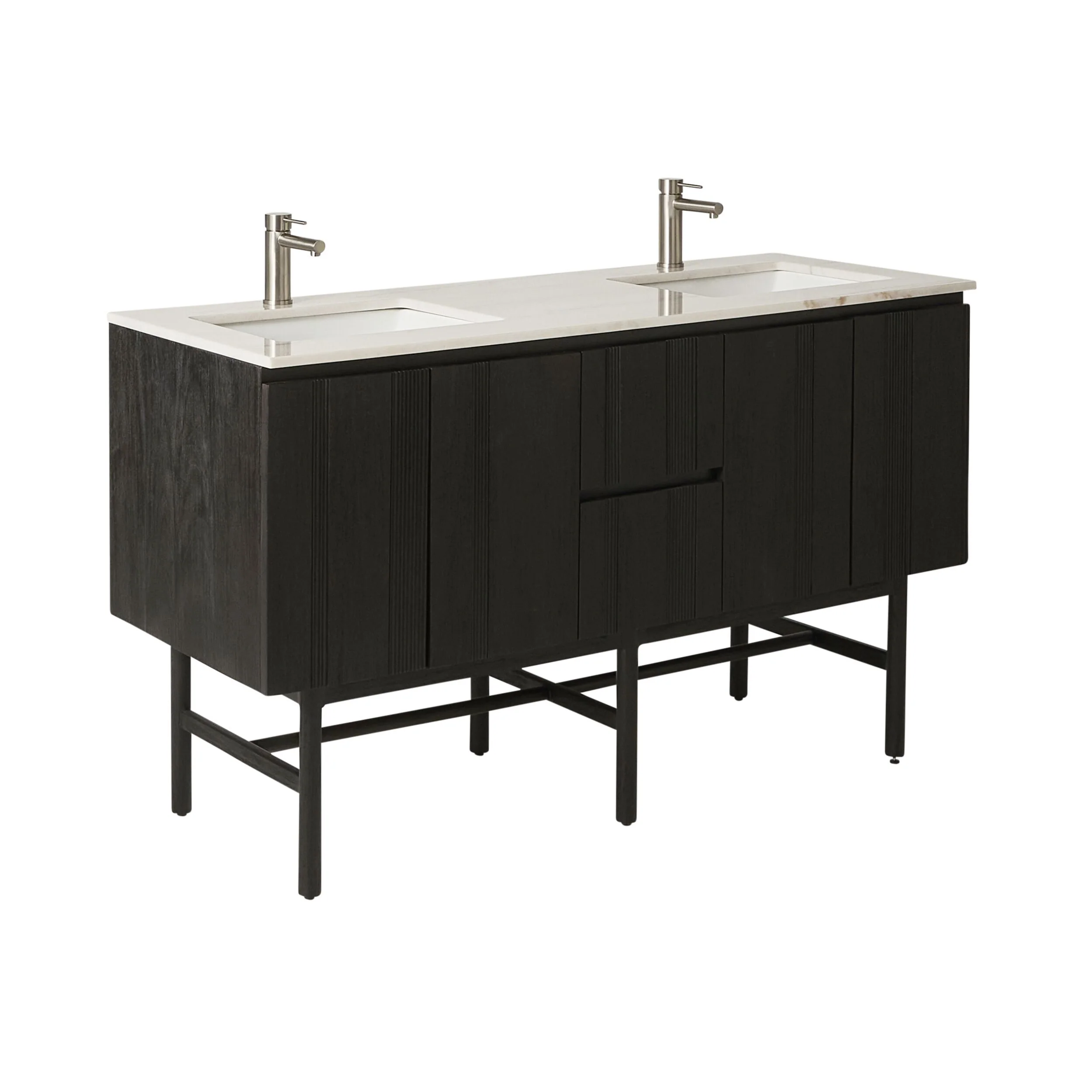 Ezra Double Bathroom Vanity Mahogany with Stone Top 1510mm Package - Image 2