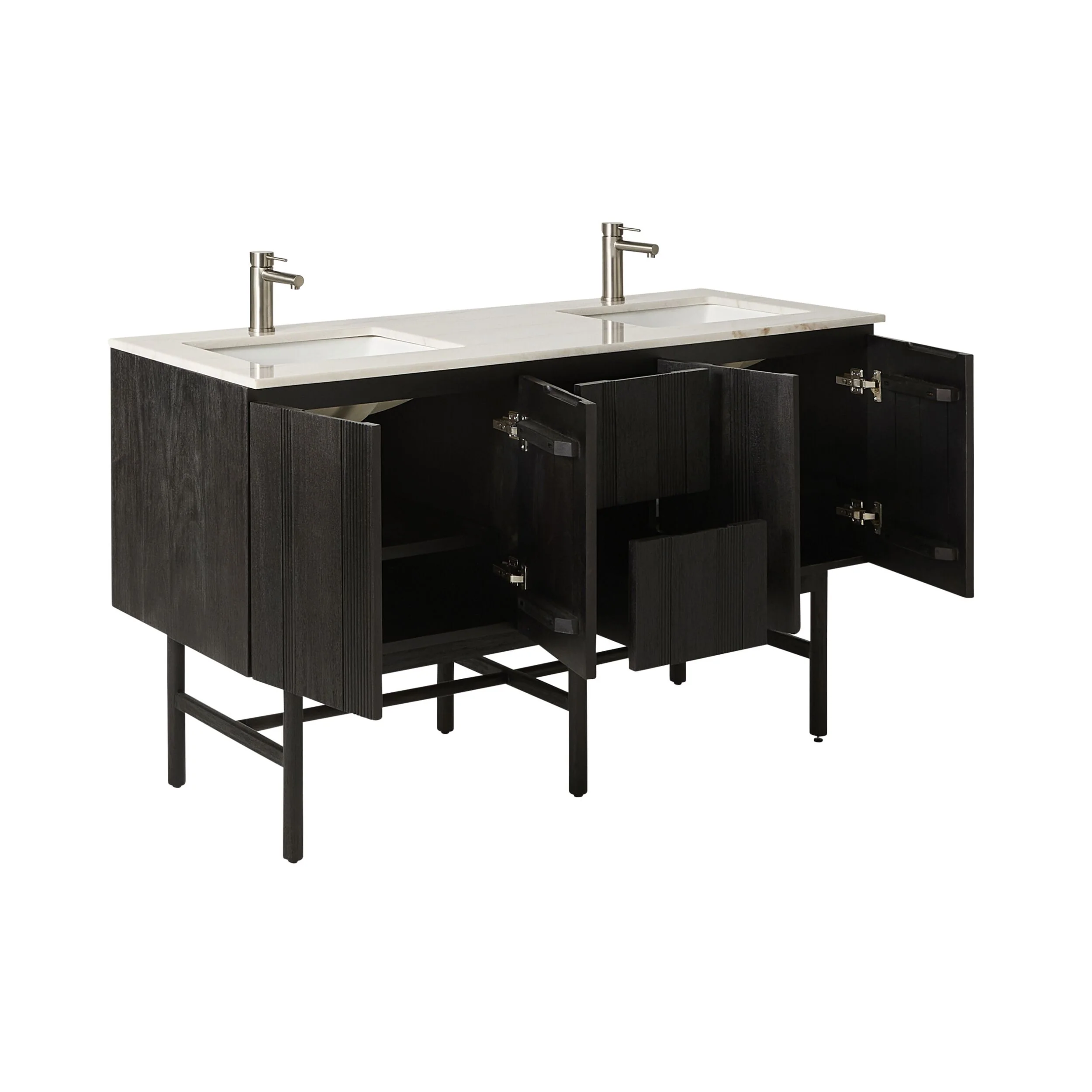 Ezra Double Bathroom Vanity Mahogany with Stone Top 1510mm Package - Image 3