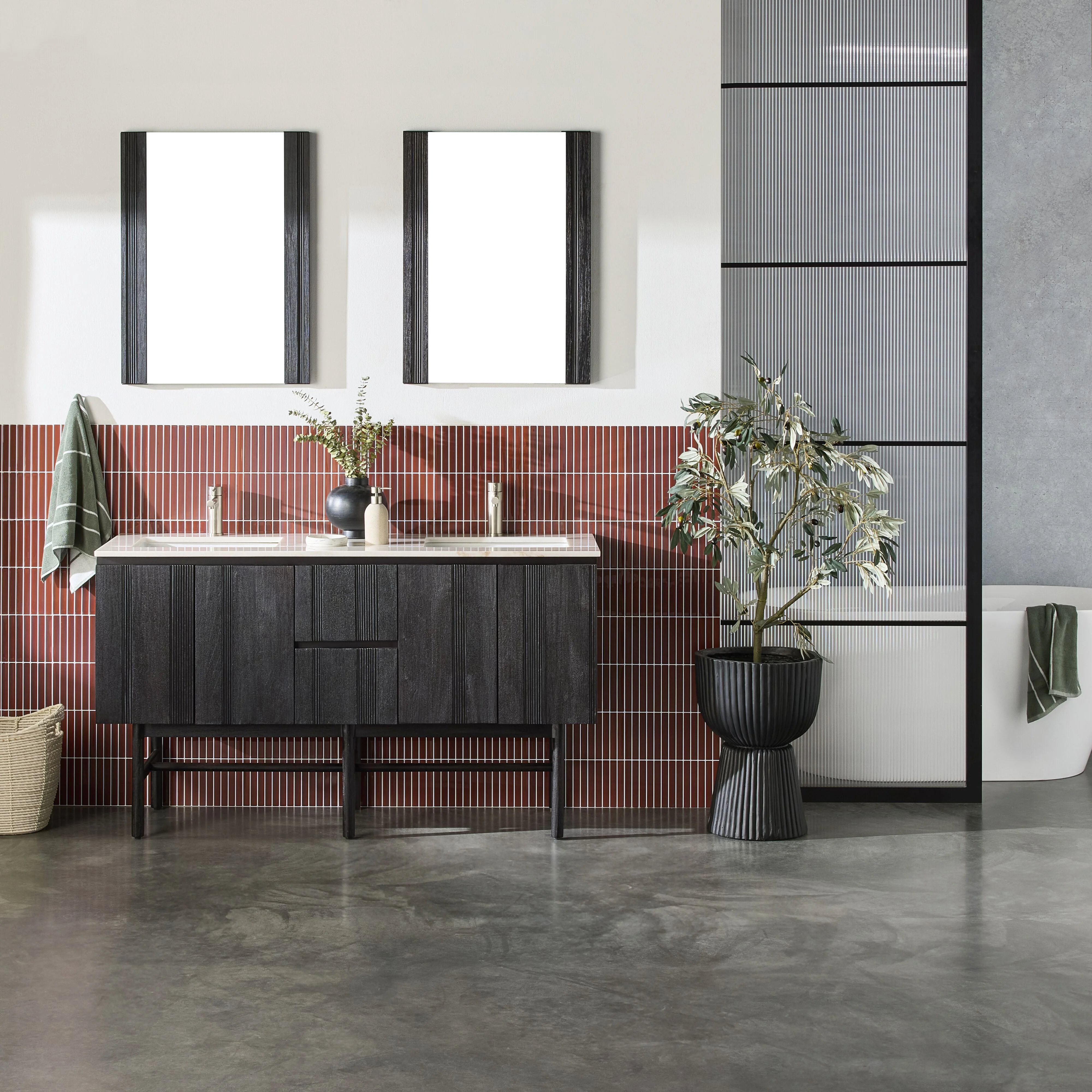 Ezra Double Bathroom Vanity Mahogany with Stone Top 1510mm Package - Image 7