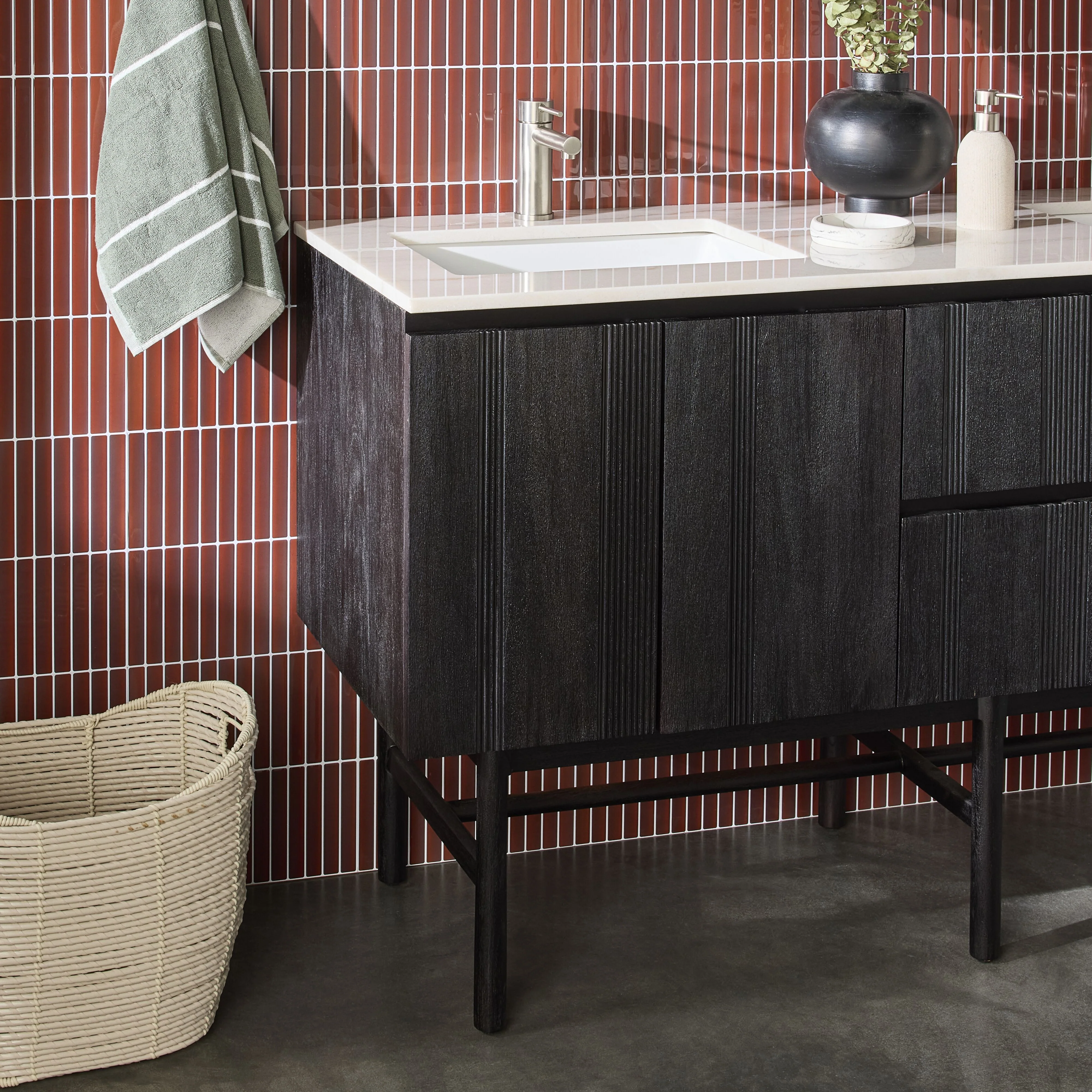 Ezra Double Bathroom Vanity Mahogany with Stone Top 1510mm Package - Image 9