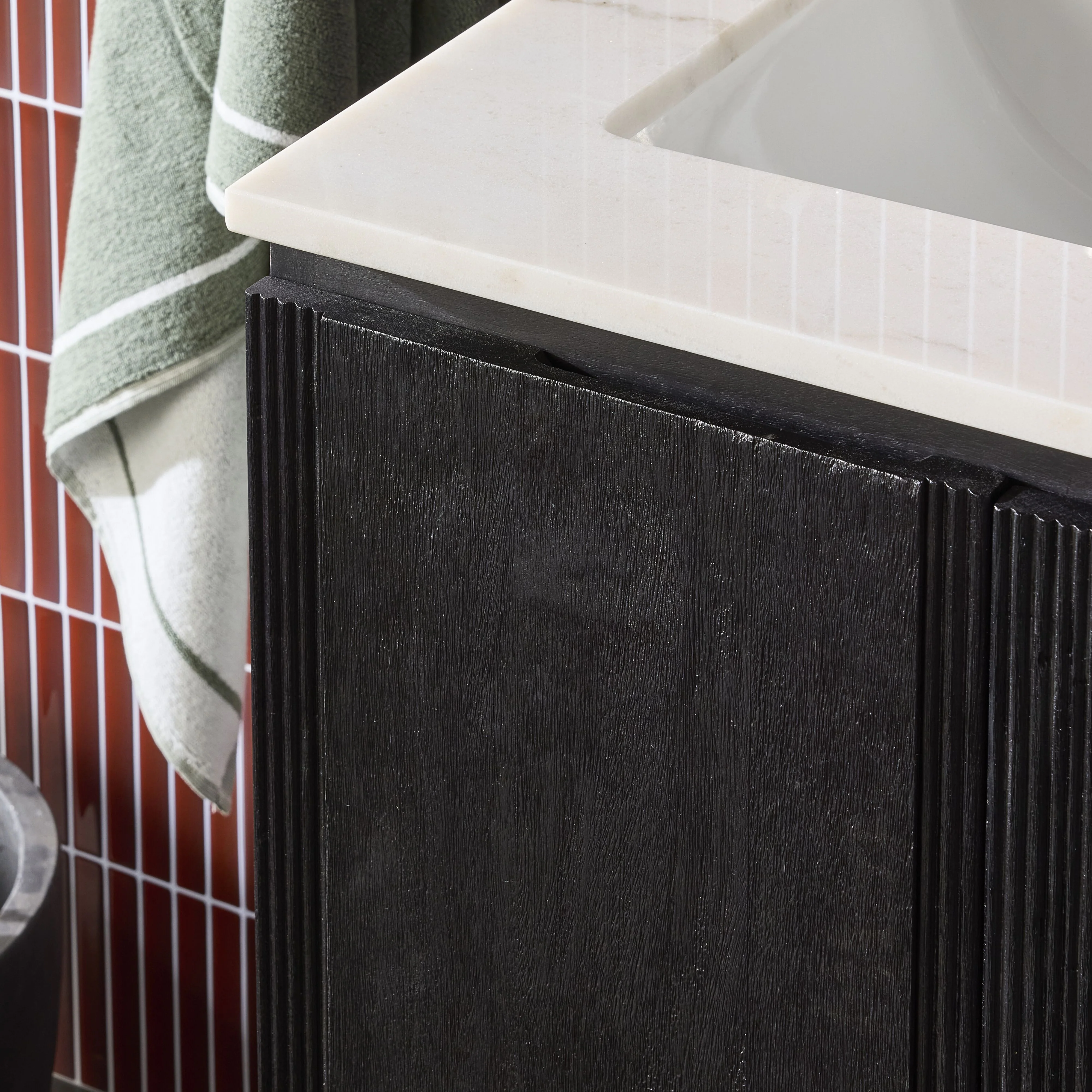 Ezra Single Bathroom Vanity Mahogany with Stone Top 910mm Package - Image 11