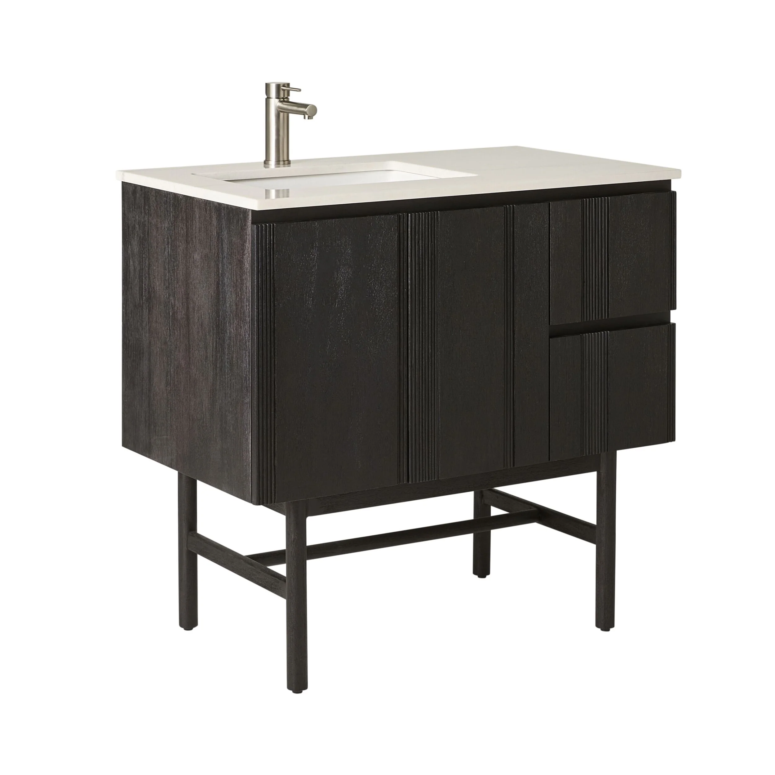 Ezra Single Bathroom Vanity Mahogany with Stone Top 910mm Package - Image 2