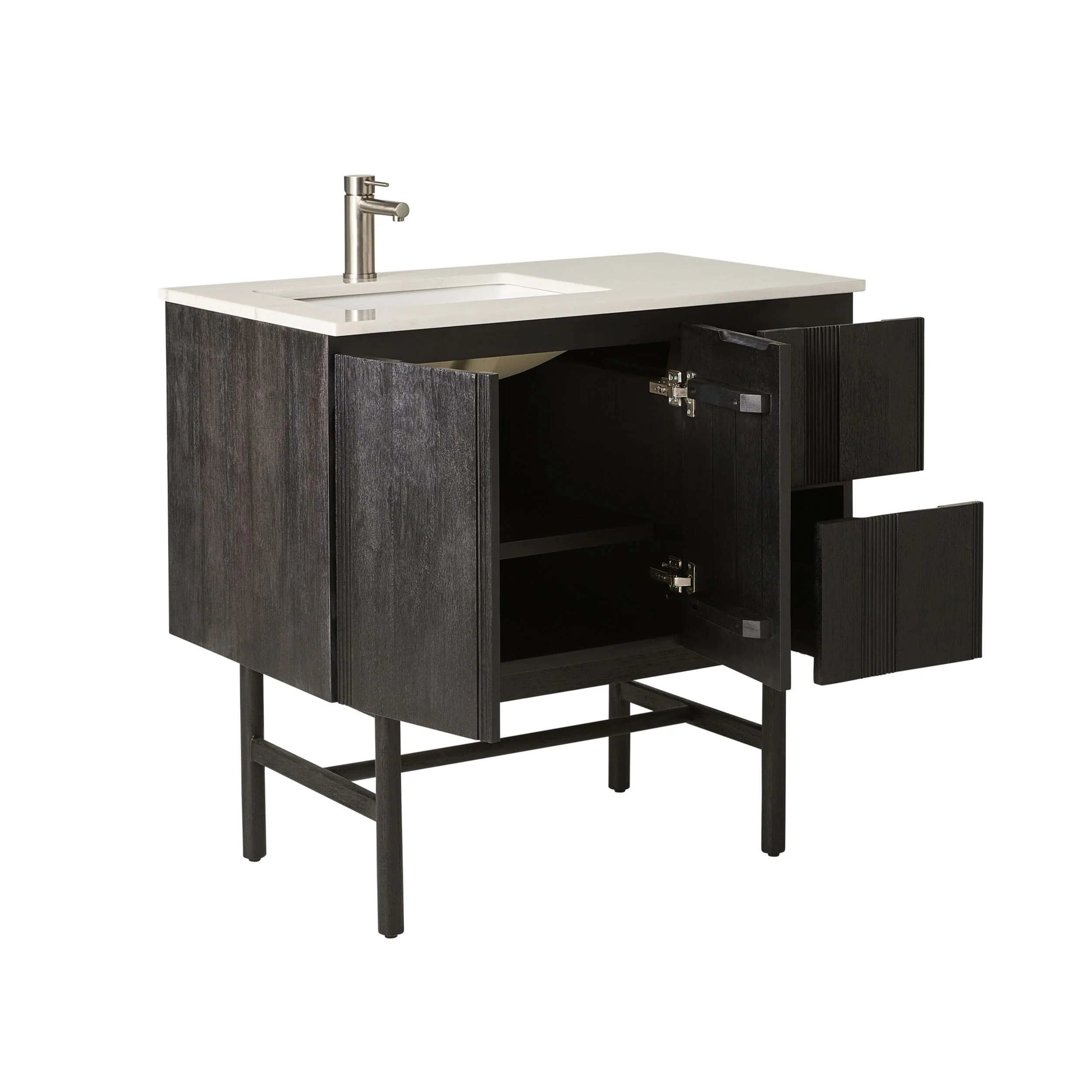 Ezra Single Bathroom Vanity Mahogany with Stone Top 910mm Package - Image 3