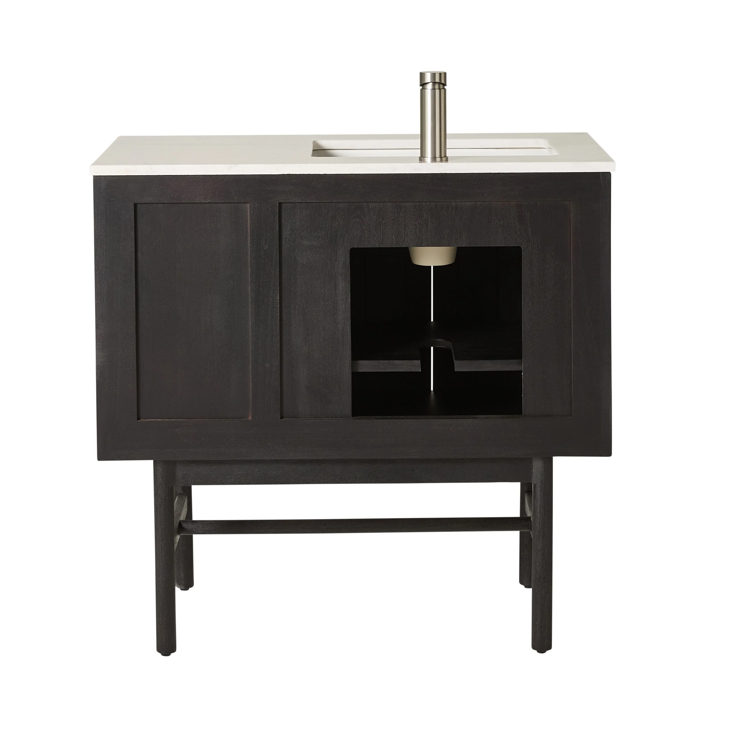 Ezra Single Bathroom Vanity Mahogany with Stone Top 910mm Package - Image 5