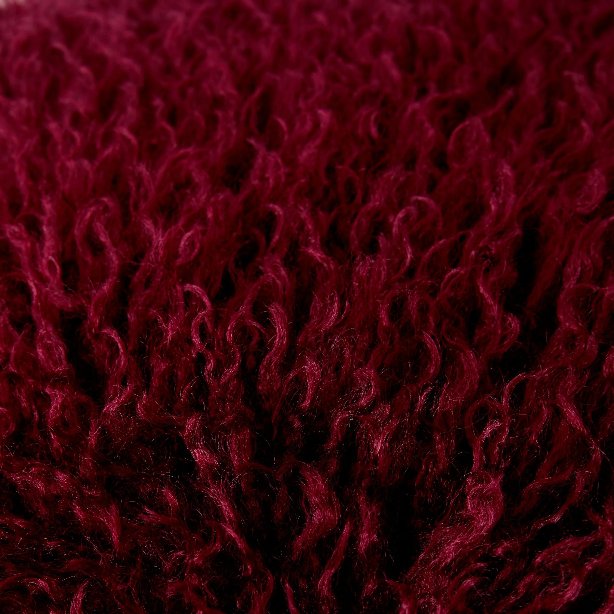 Faux Mongolian Fur and Velvet Cushion Claret 45x45cm - Image 3